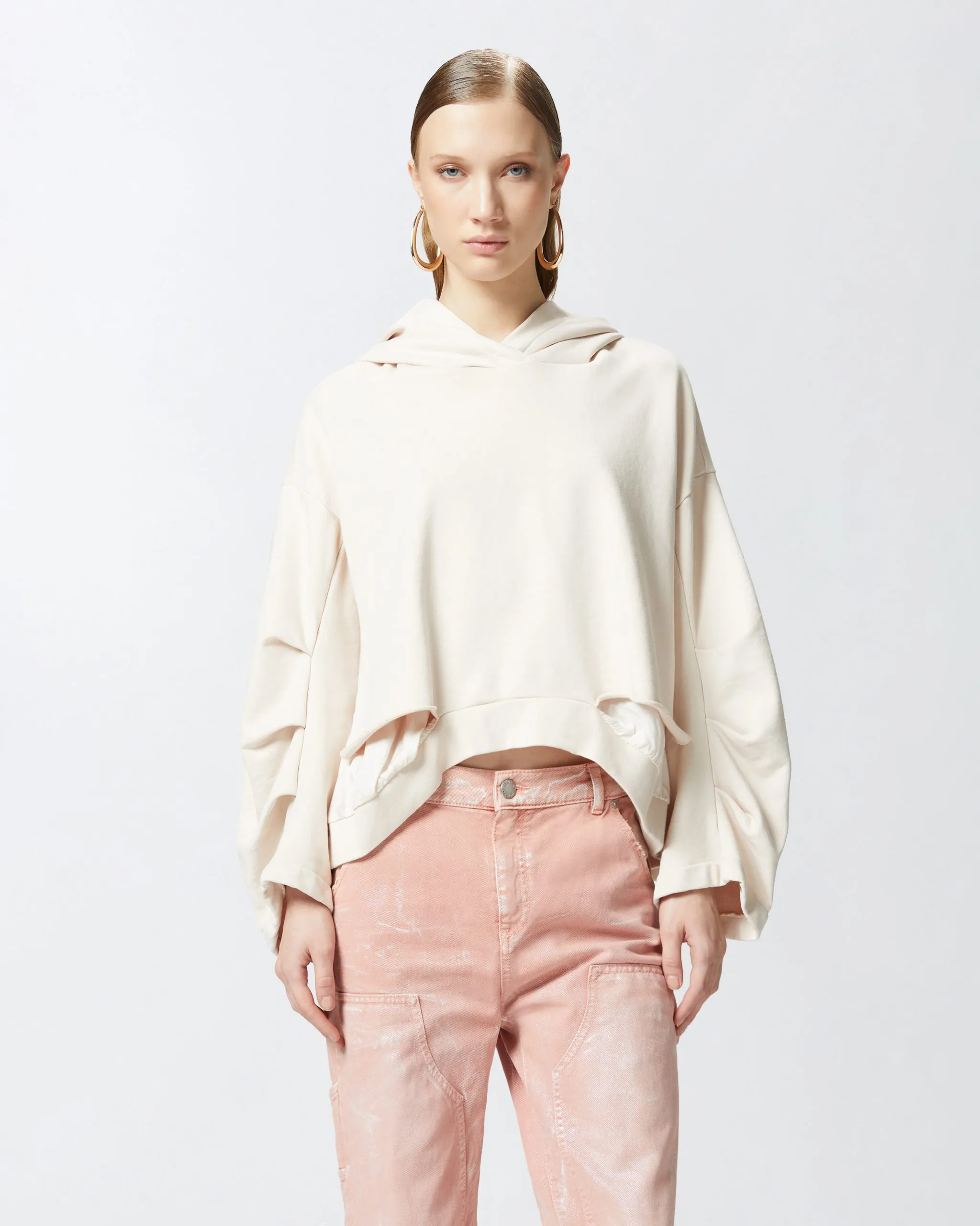 Sweat-shirt oversize avec détails en twill Rose