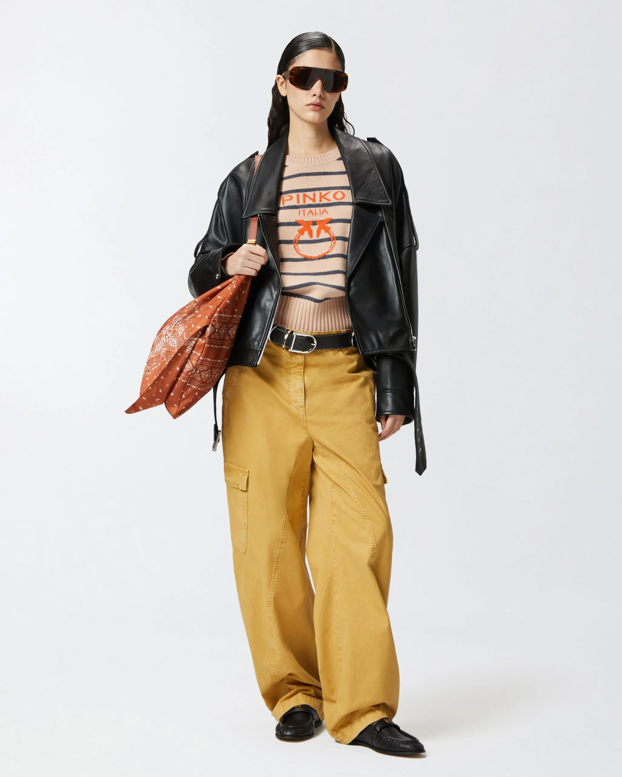 Pantalon workwear large à poches Jaune