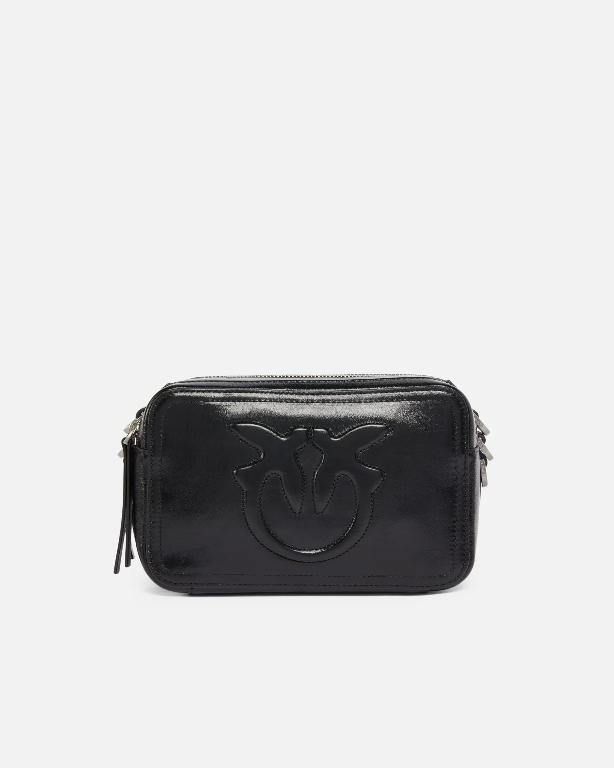 Mini sac caméra avec logo embossé Noir
