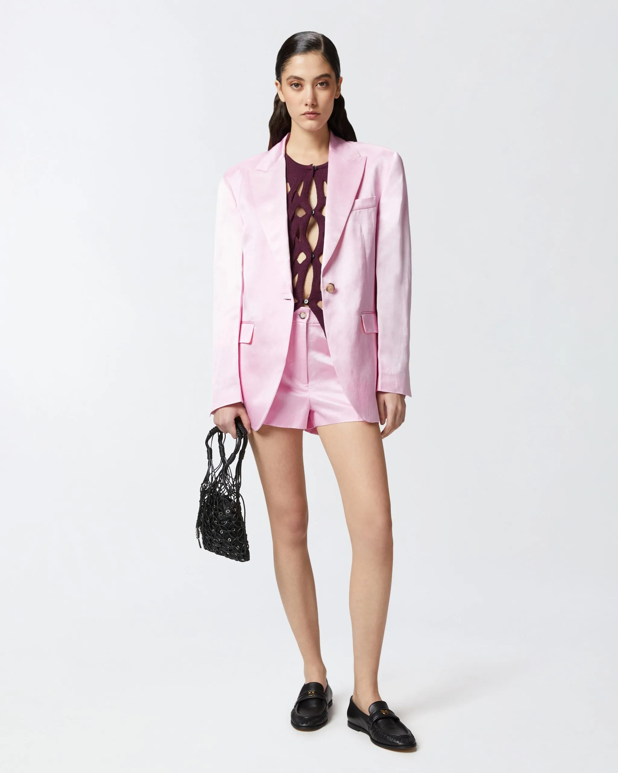 Short en mélange de lin Rose