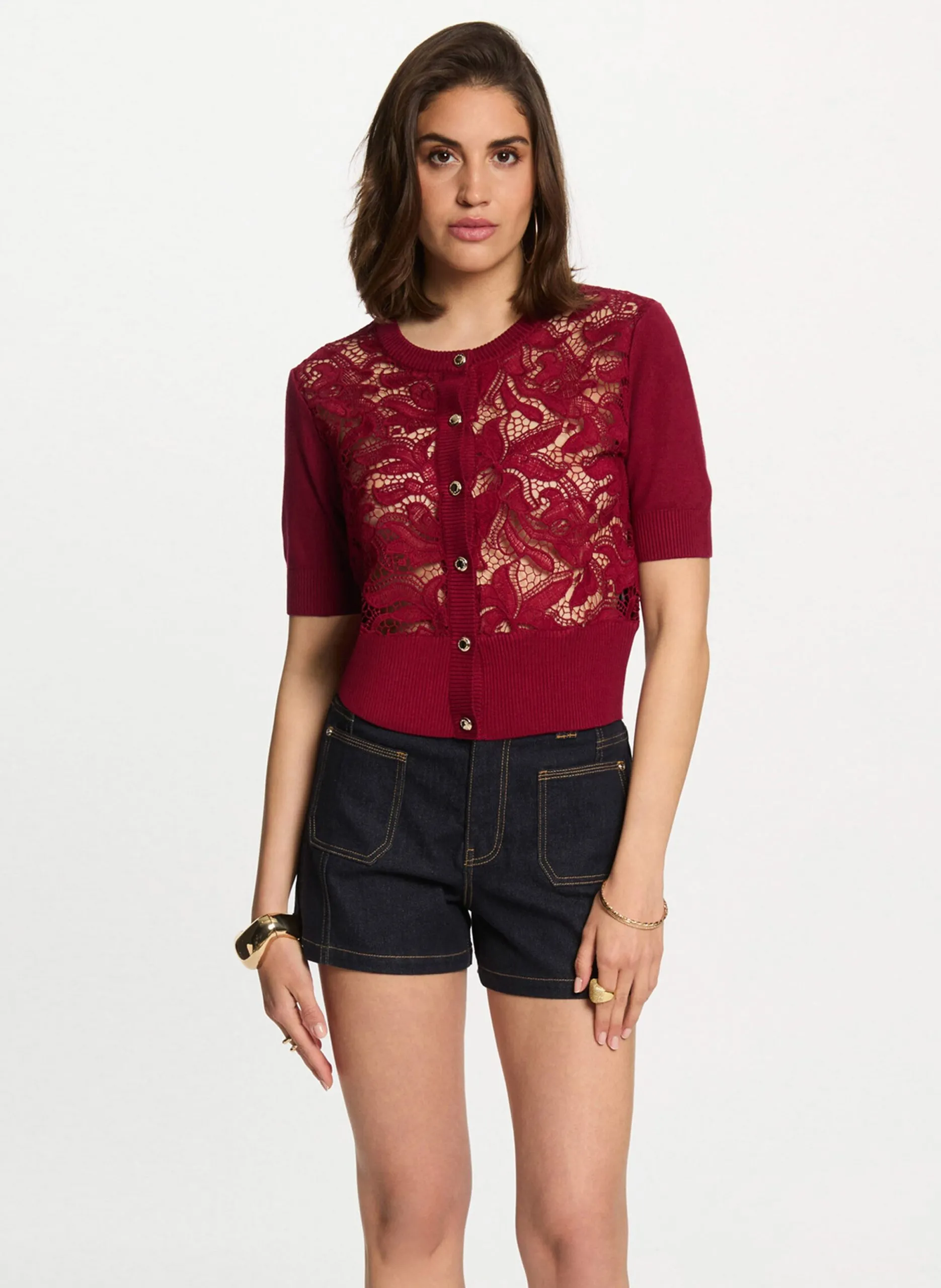 Gilet col rond Rouge 252-MYONG