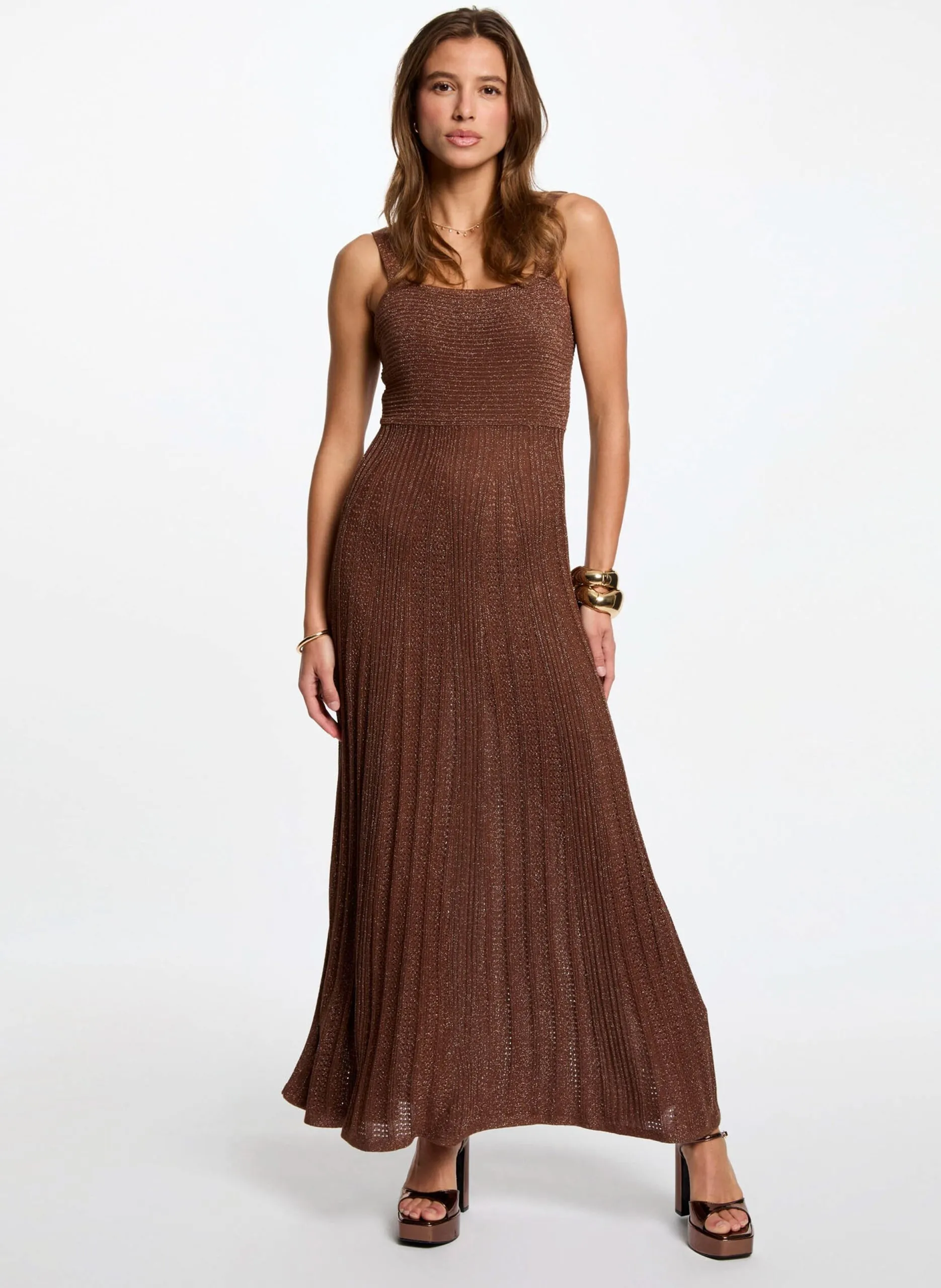 Robe longue col carré Noir 252-RMARMAI