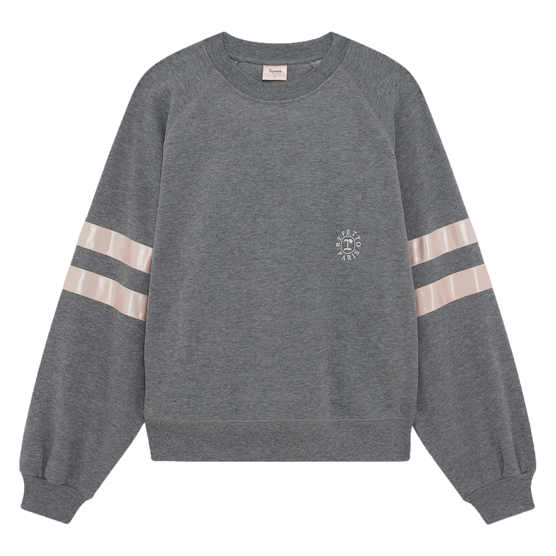 Sweatshirt col zippé en coton mélangé Gris