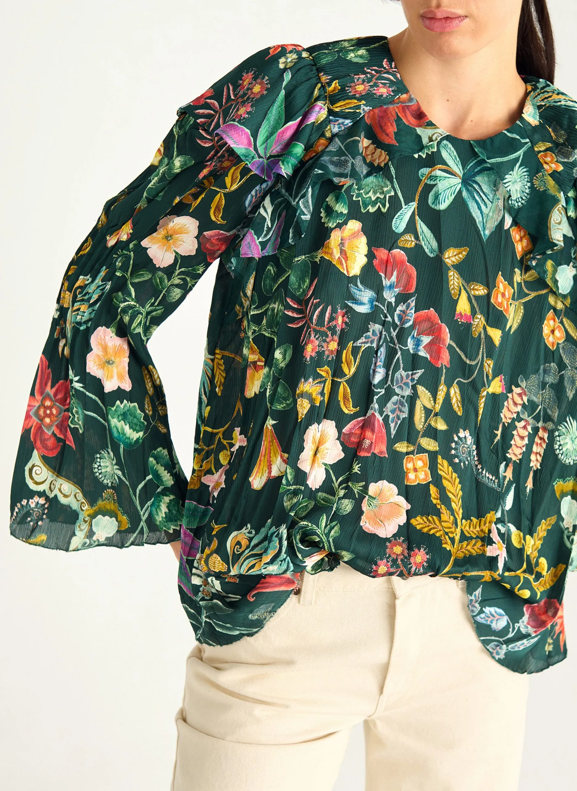 Blouse fluide imprimée Vert