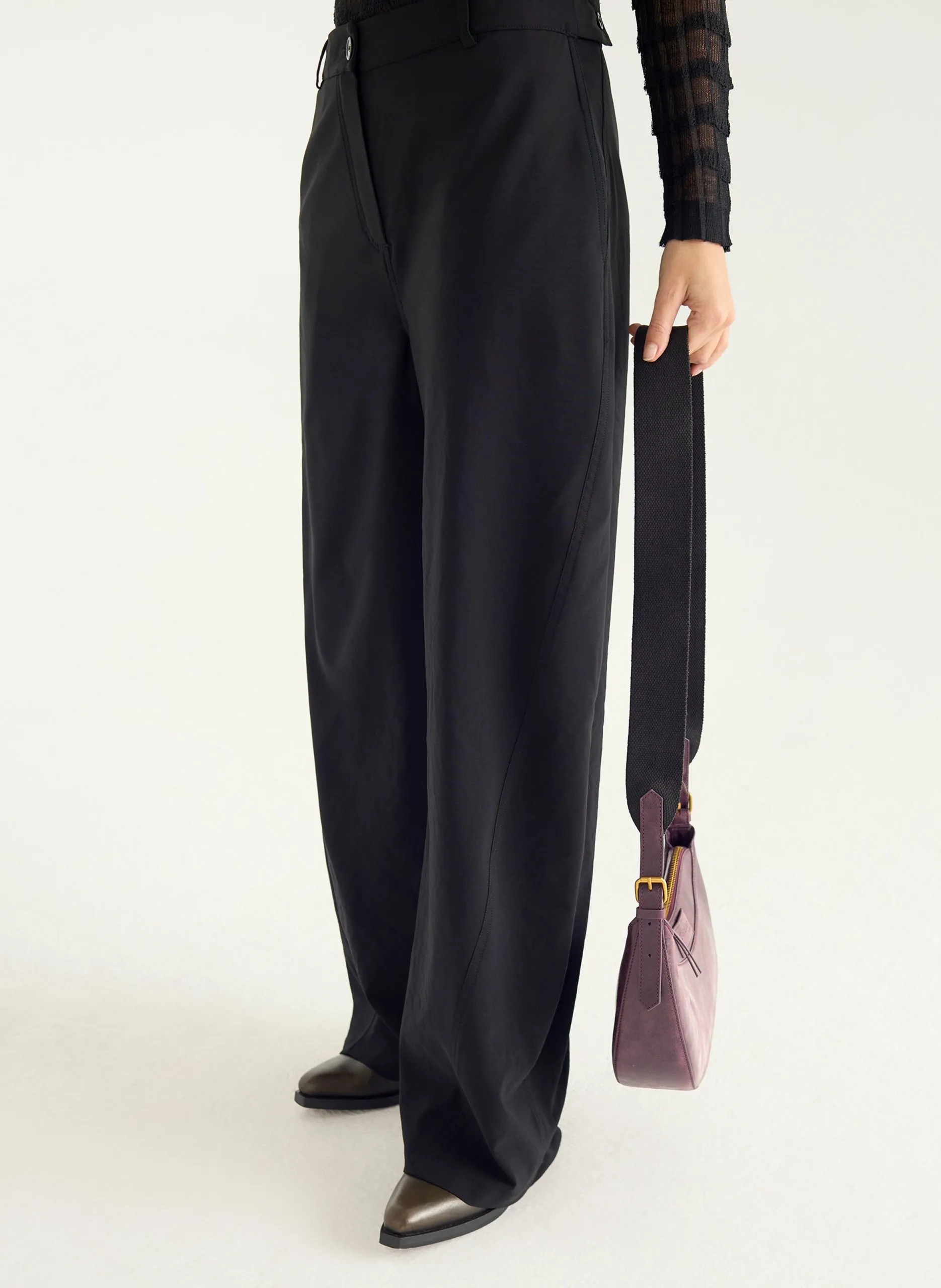 Pantalon tailleur ample uni Noir