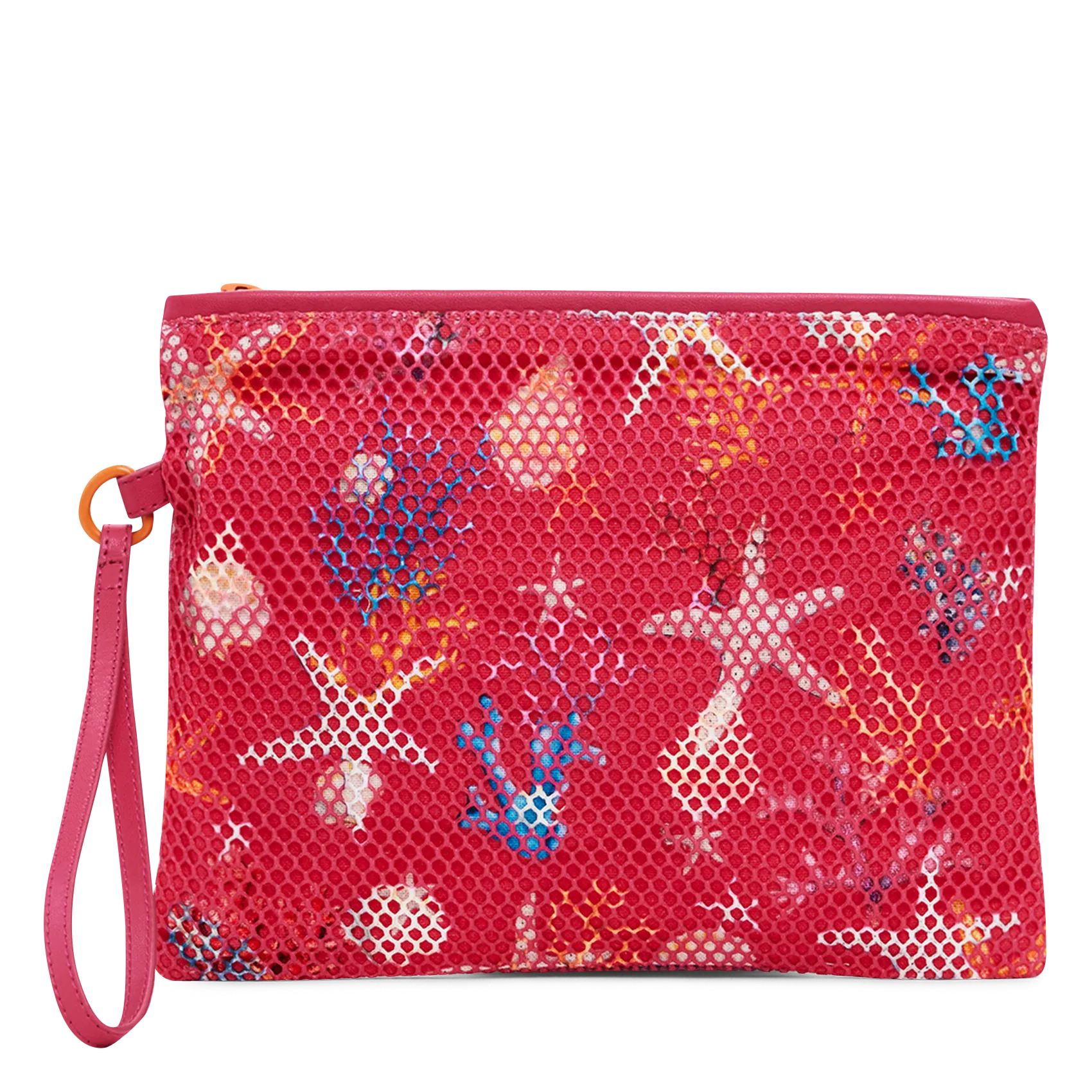 Trousse rectangulaire zippée à motifs Rouge