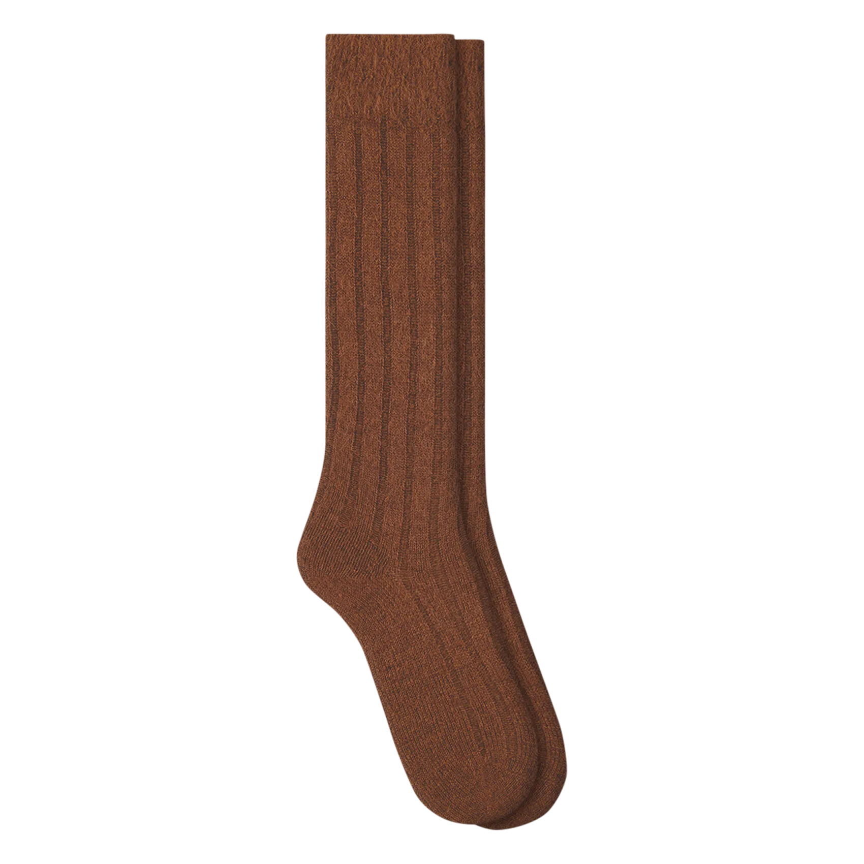Chaussettes hautes côtelées Marron