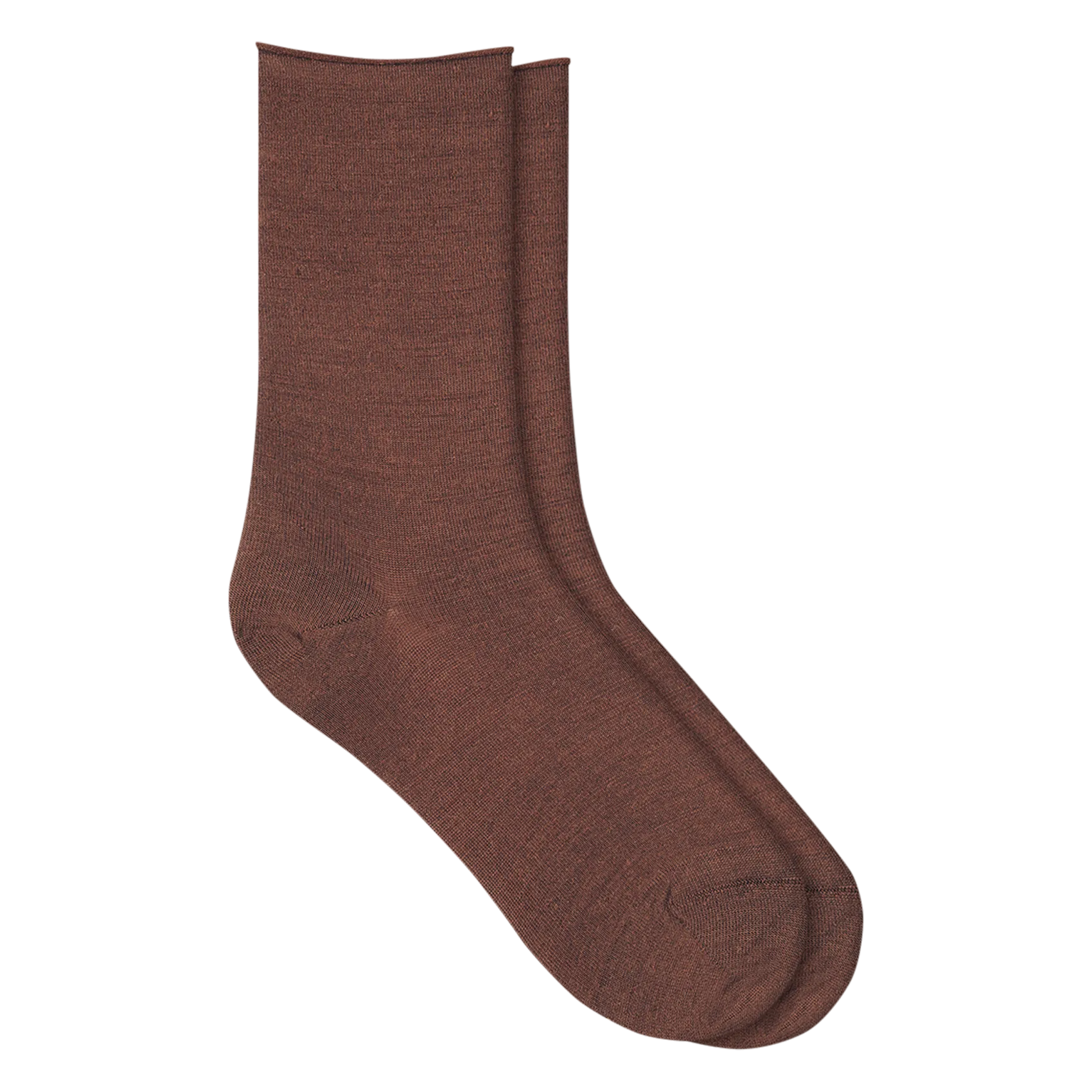 Chaussettes en laine fine mélangée Marron