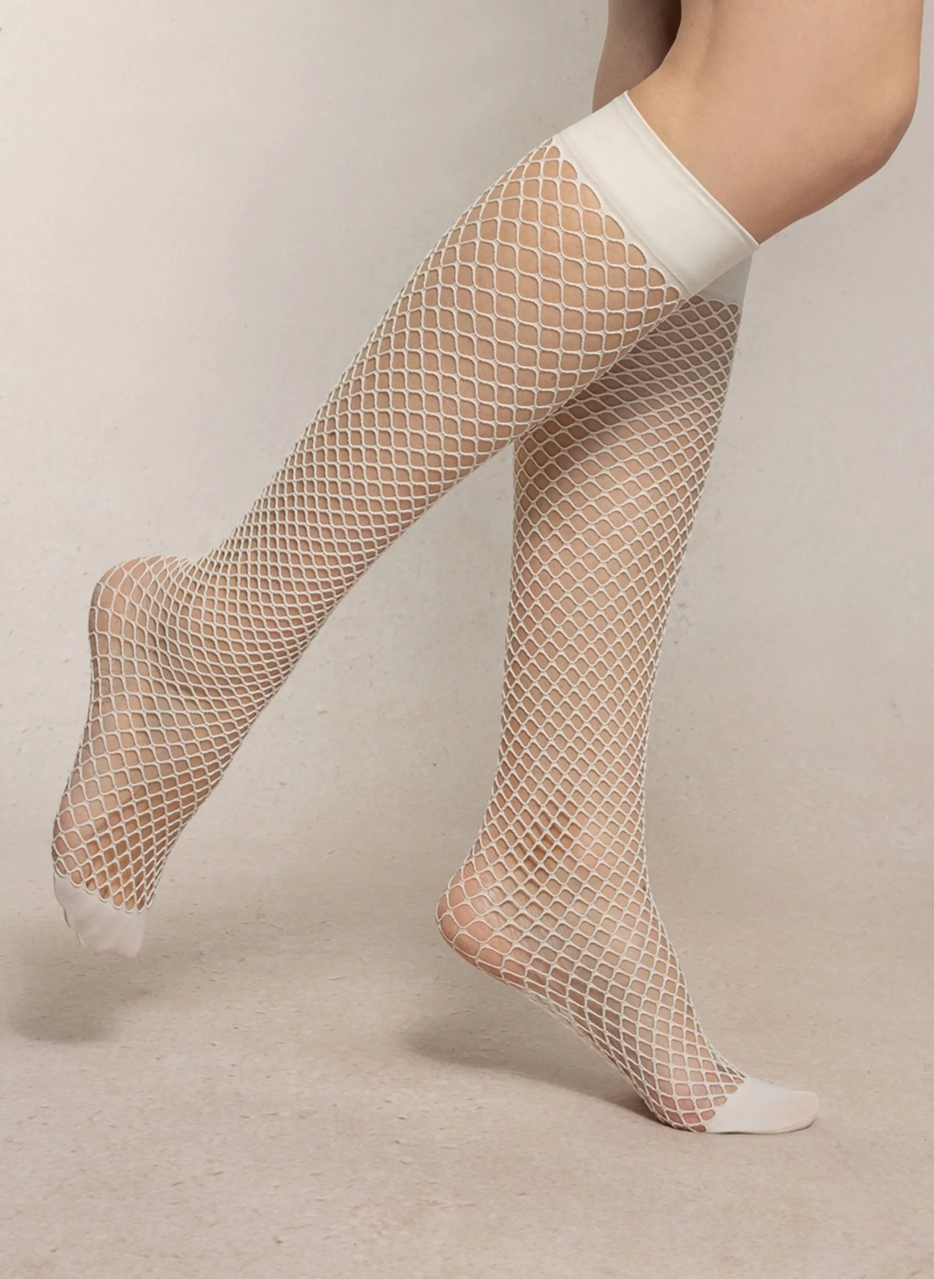 Mi-bas en resille Blanc