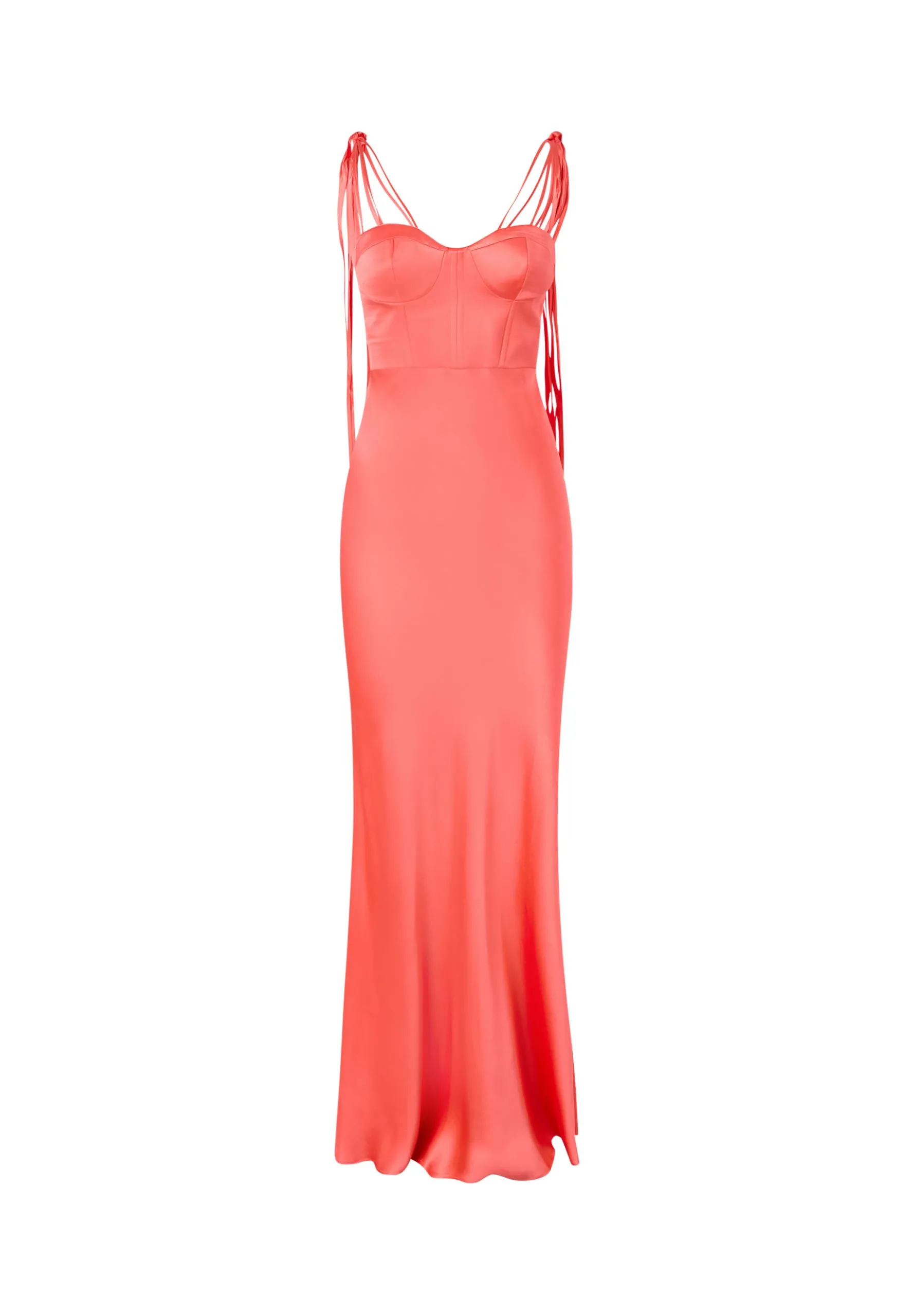 Robe longue élégante en satin brillant Rouge