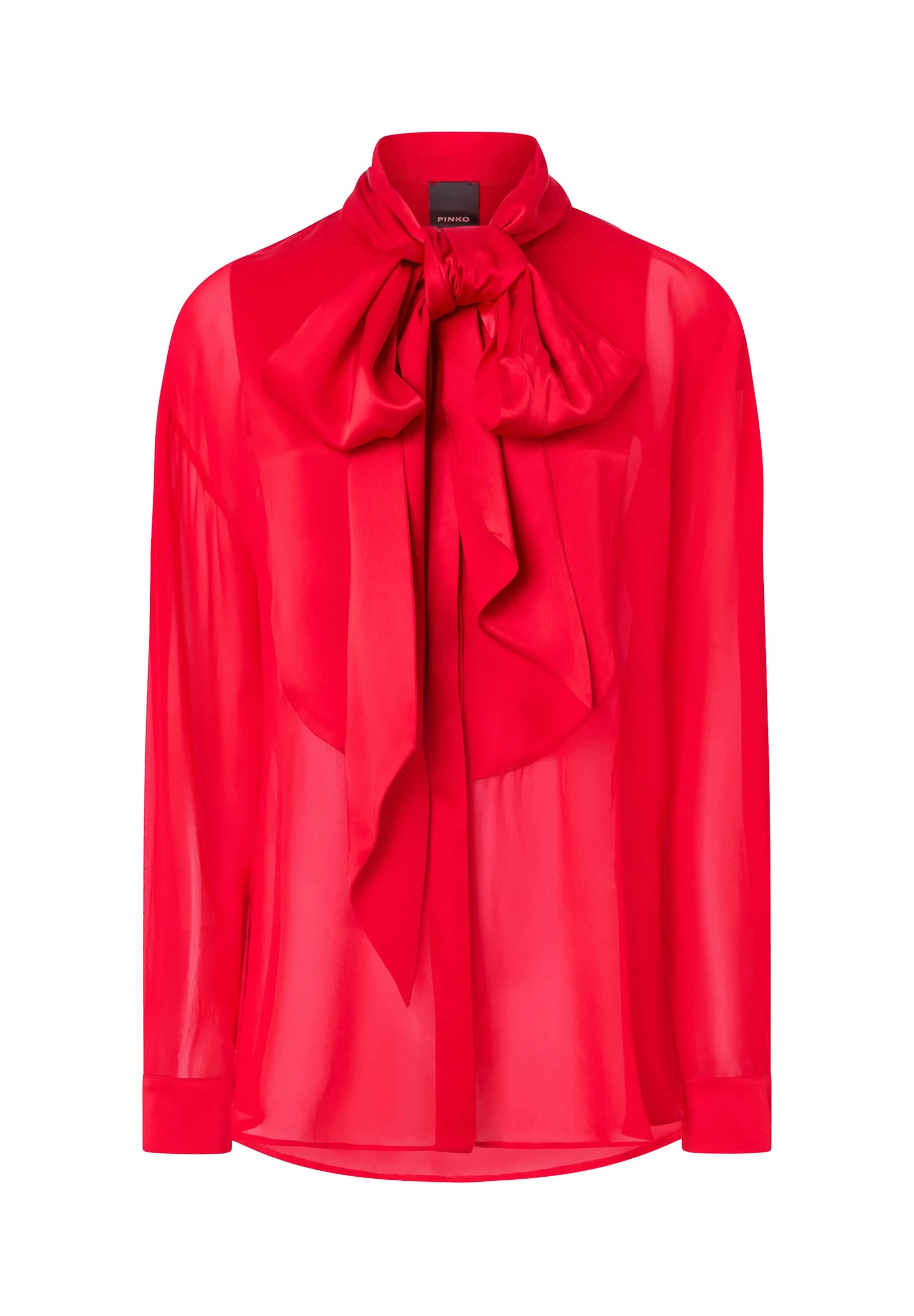 Chemise transparente élégante avec empiècement en satin Rouge