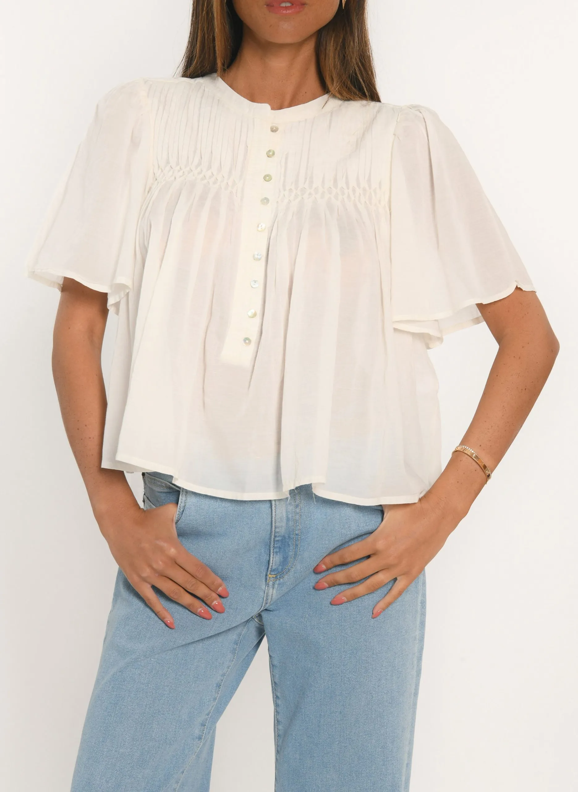 Blouse col rond Blanc ANAHI