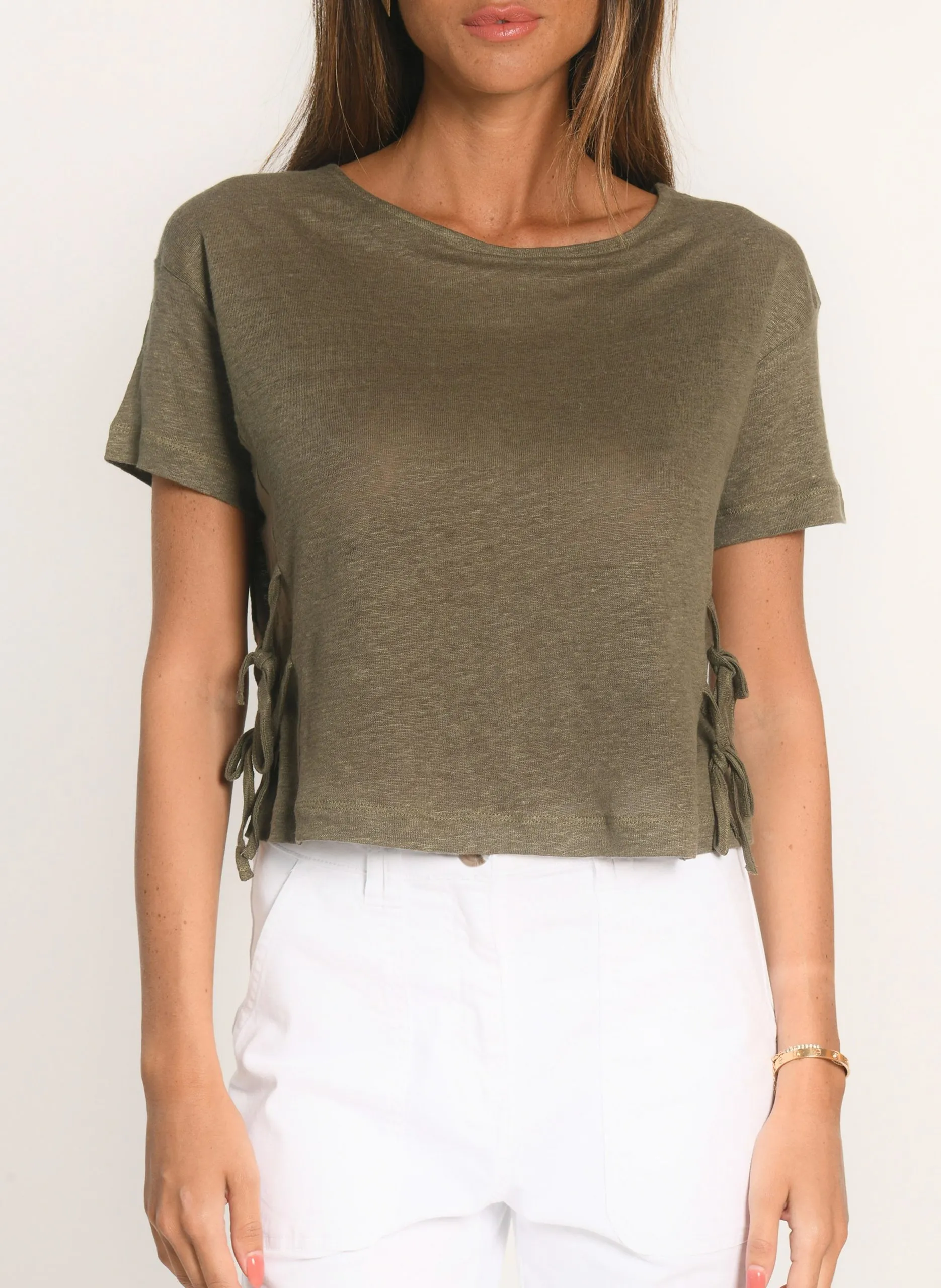Tee-shirt oversize en lin Kaki ALLONA