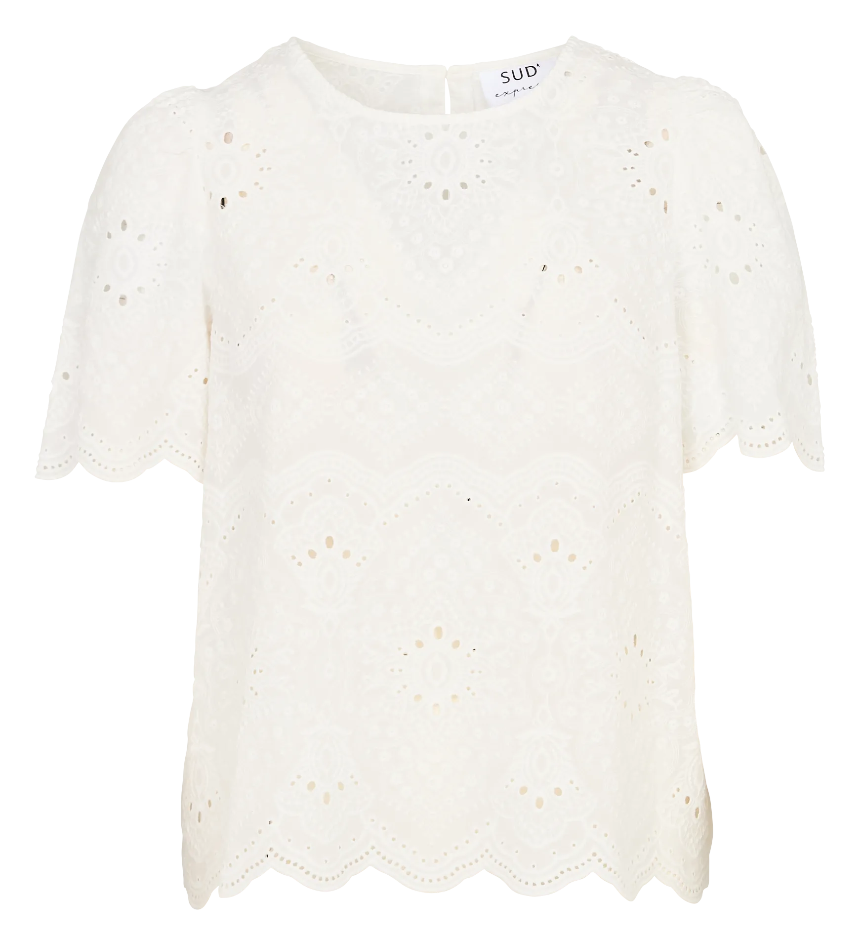 Top droit col rond en coton Blanc TOKIJA