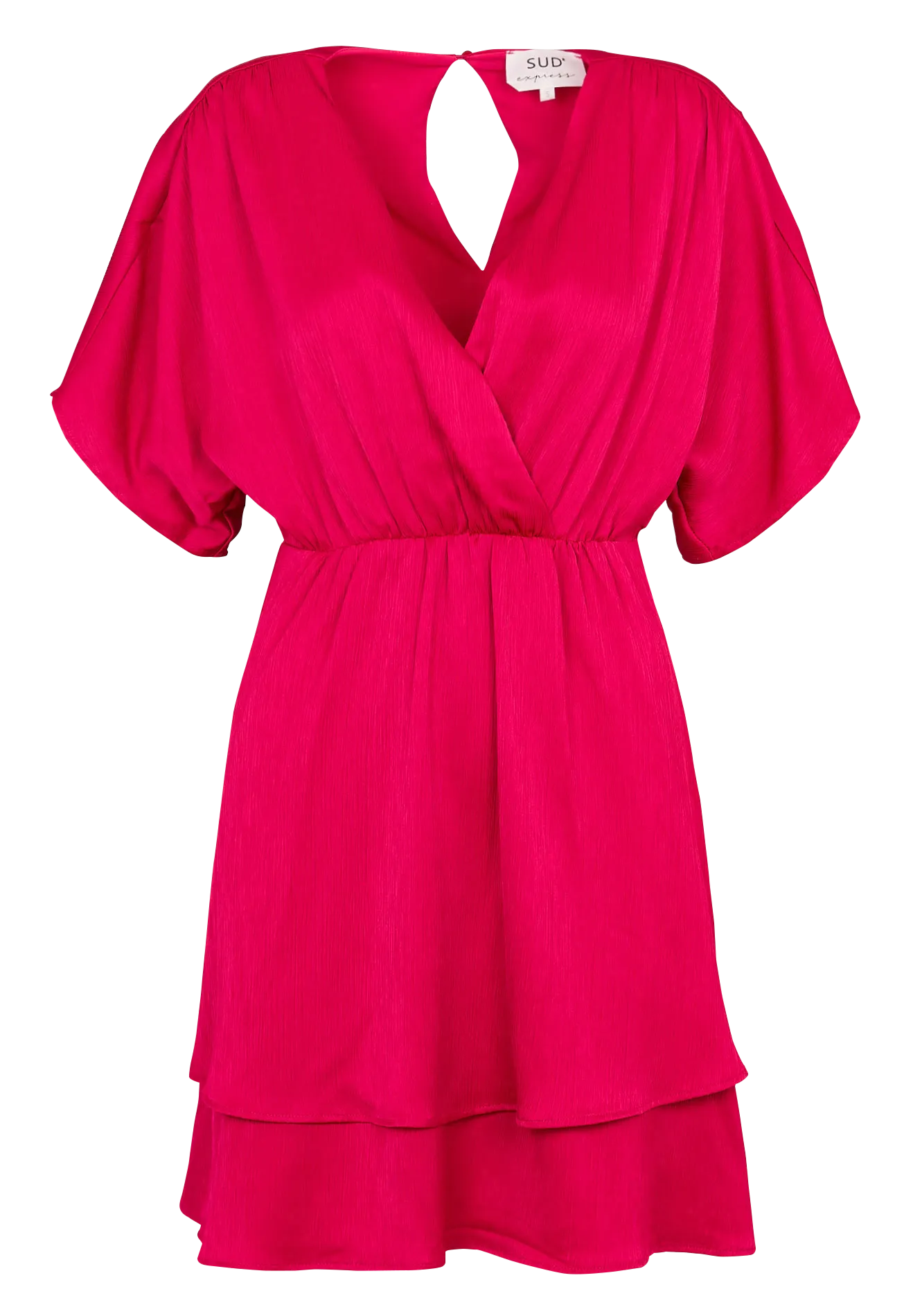 Robe courte cintrée col V Rose MALHIA