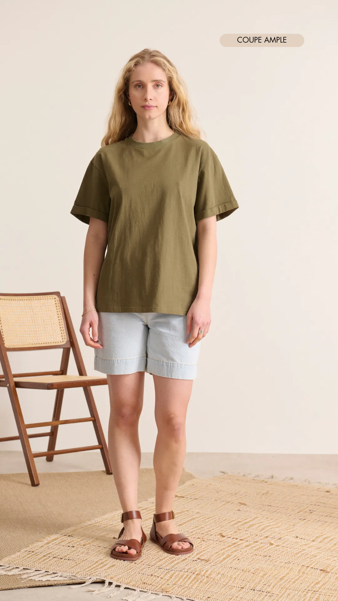 T-shirt manches courtes uni Kaki VISTA