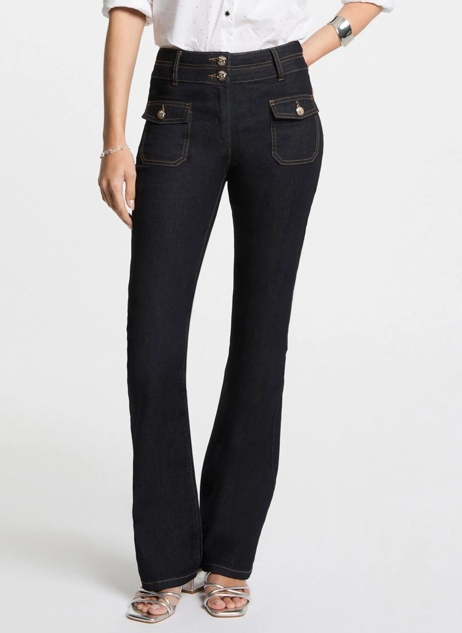 Jean bootcut en denim brut Noir 252-POLEN4