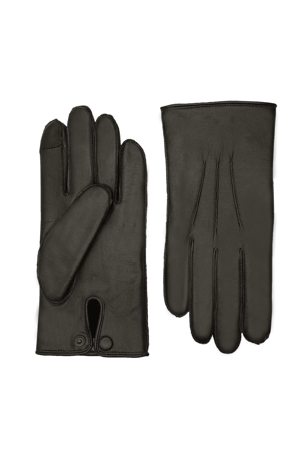 Oscar gants en cuir doublés lapin Noir OSCAR