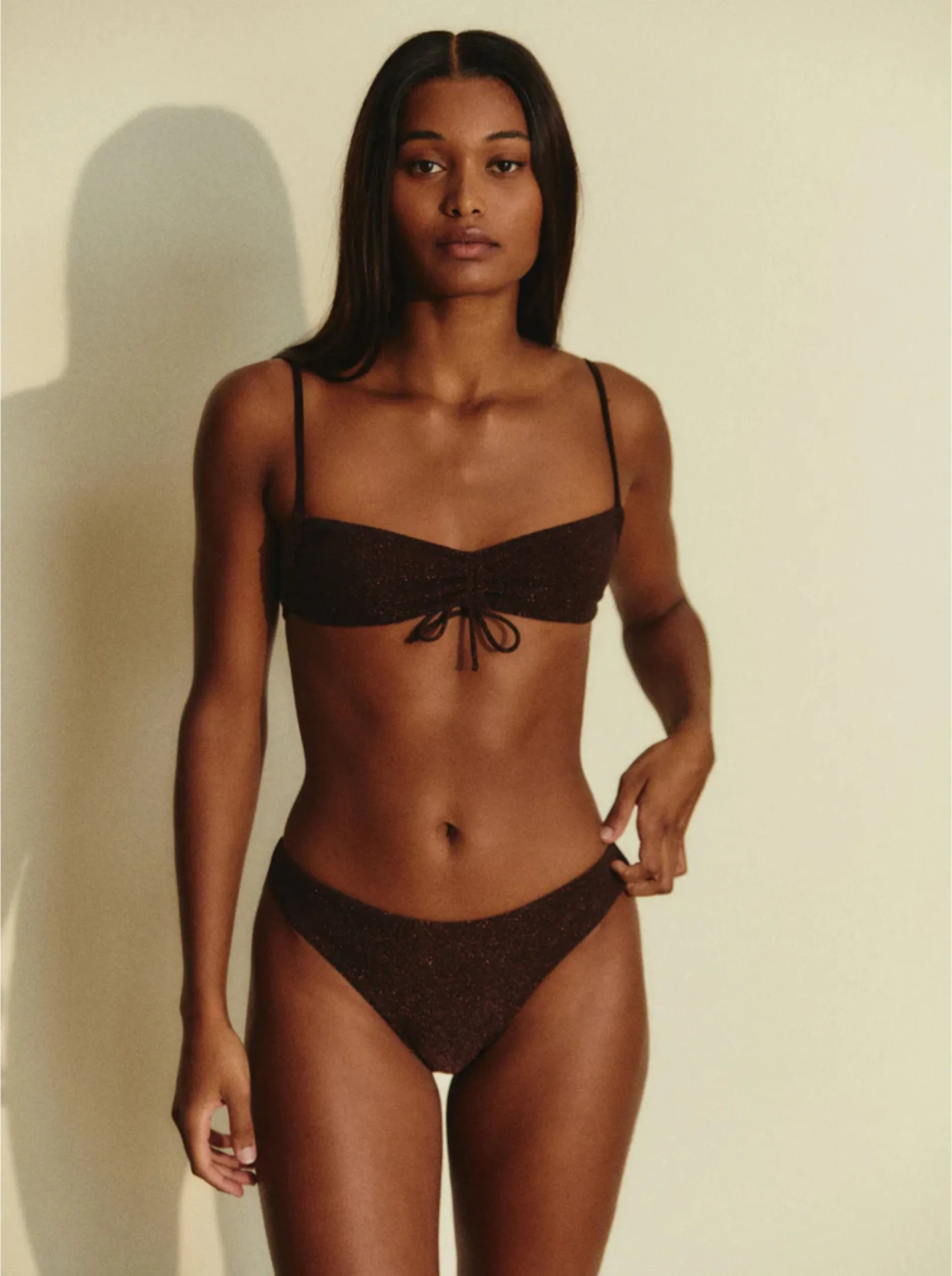 Culotte 90's shiny brown Marron