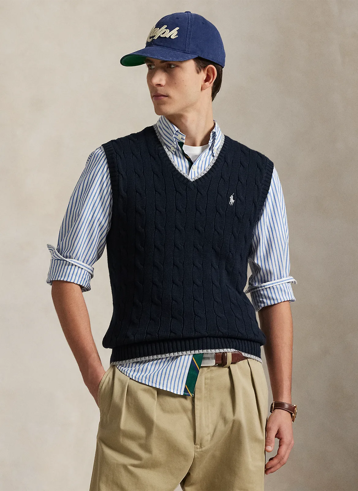 Pull col v en coton Multicolore