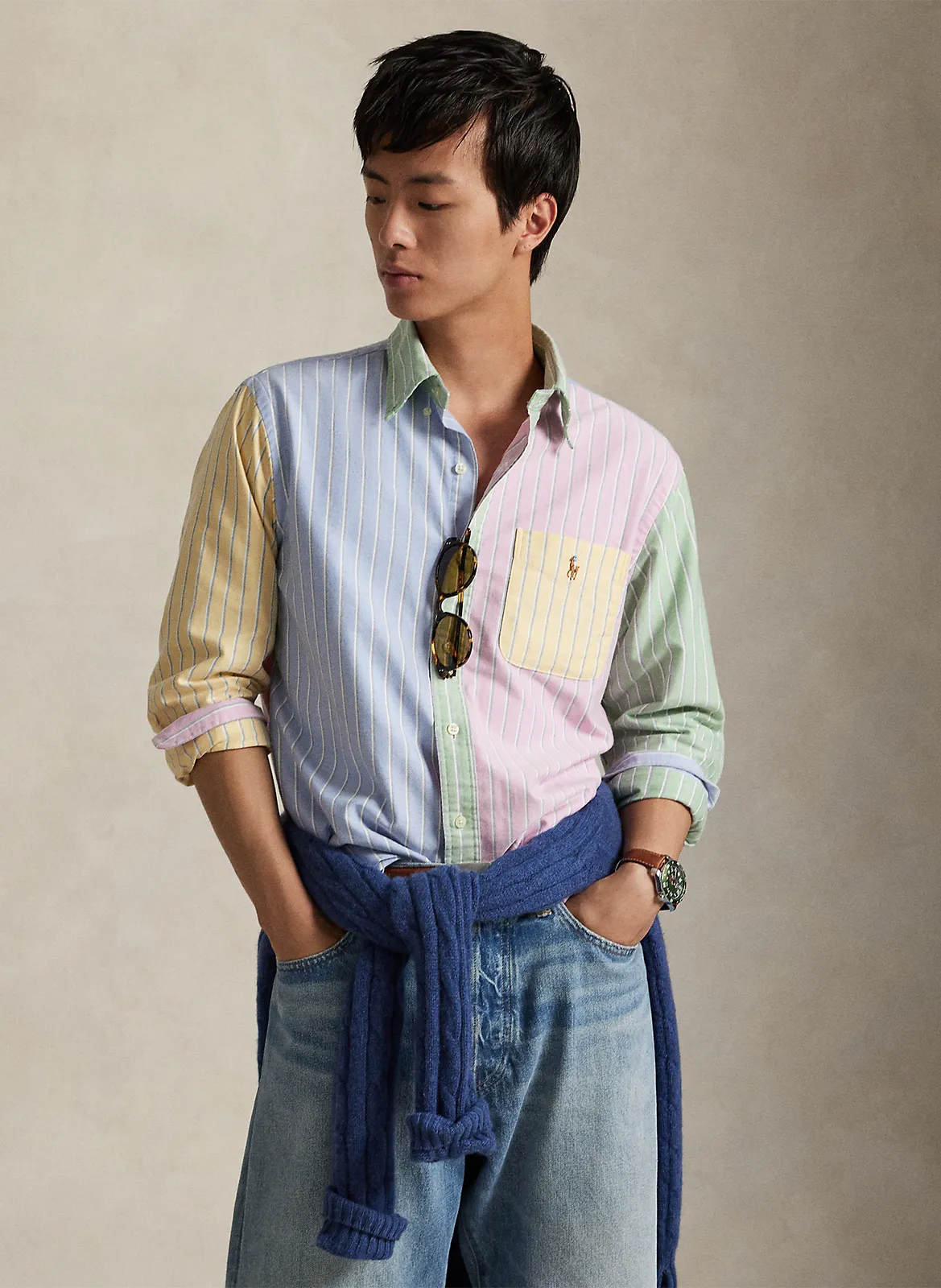 Chemise cl classique rayée en coton Multicolore