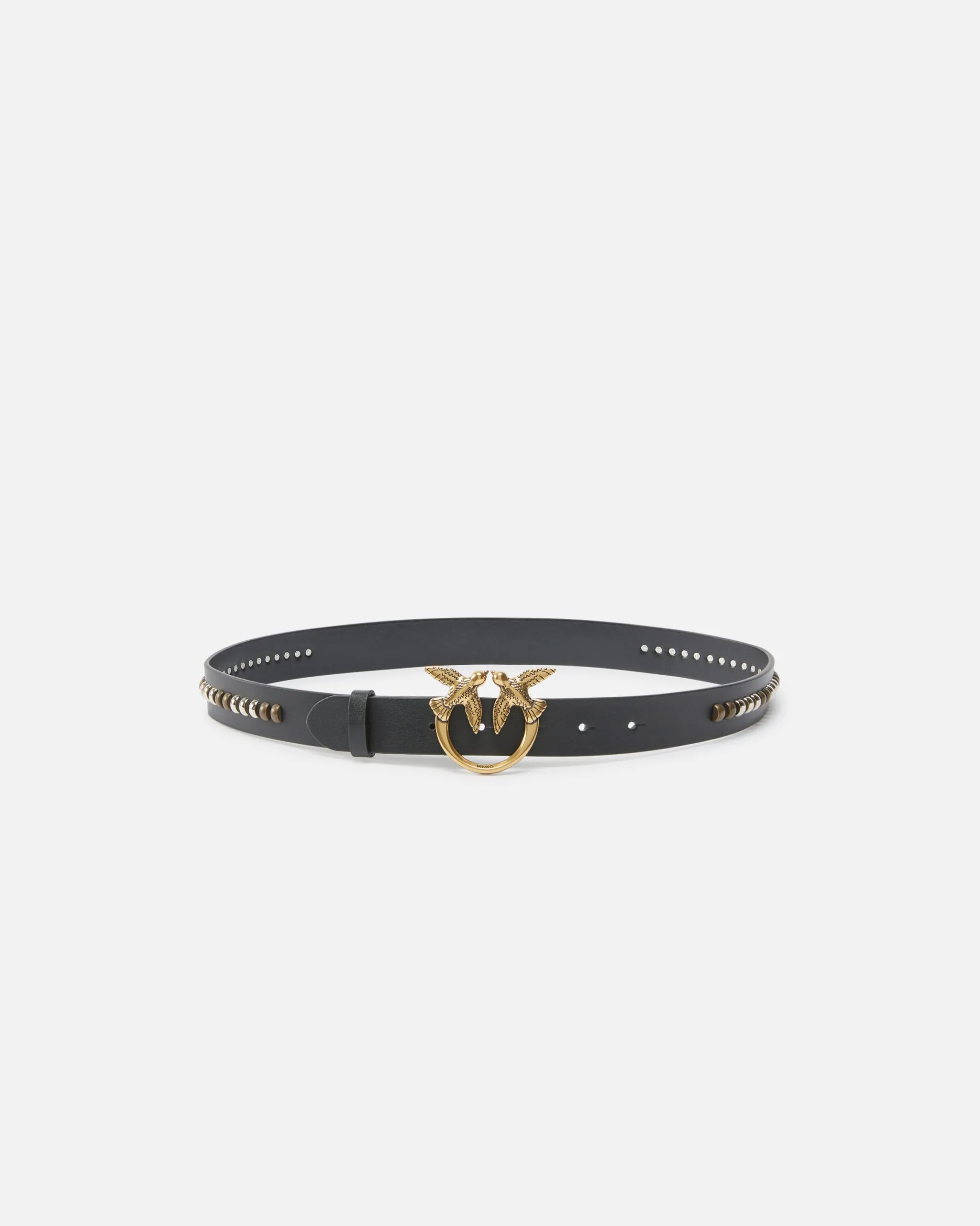 Ceinture cloutée en cuir avec boucle love birds Noir