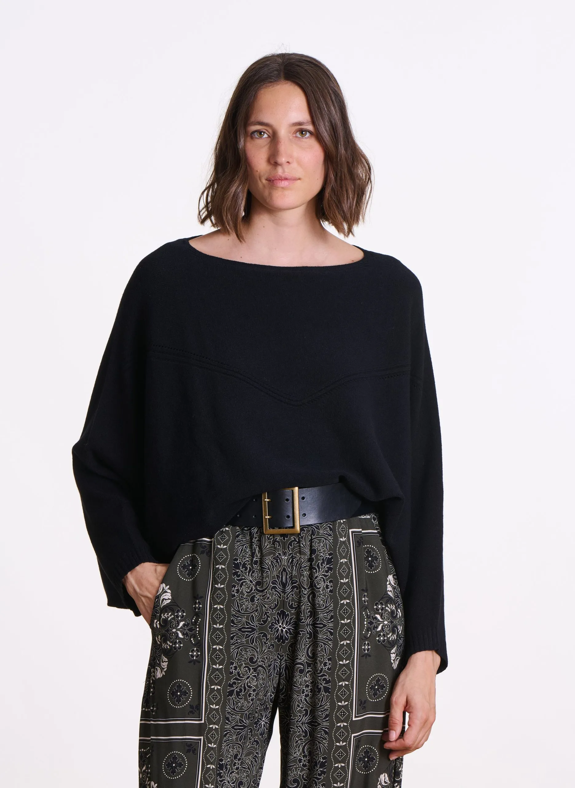 Pull oversize col rond Noir