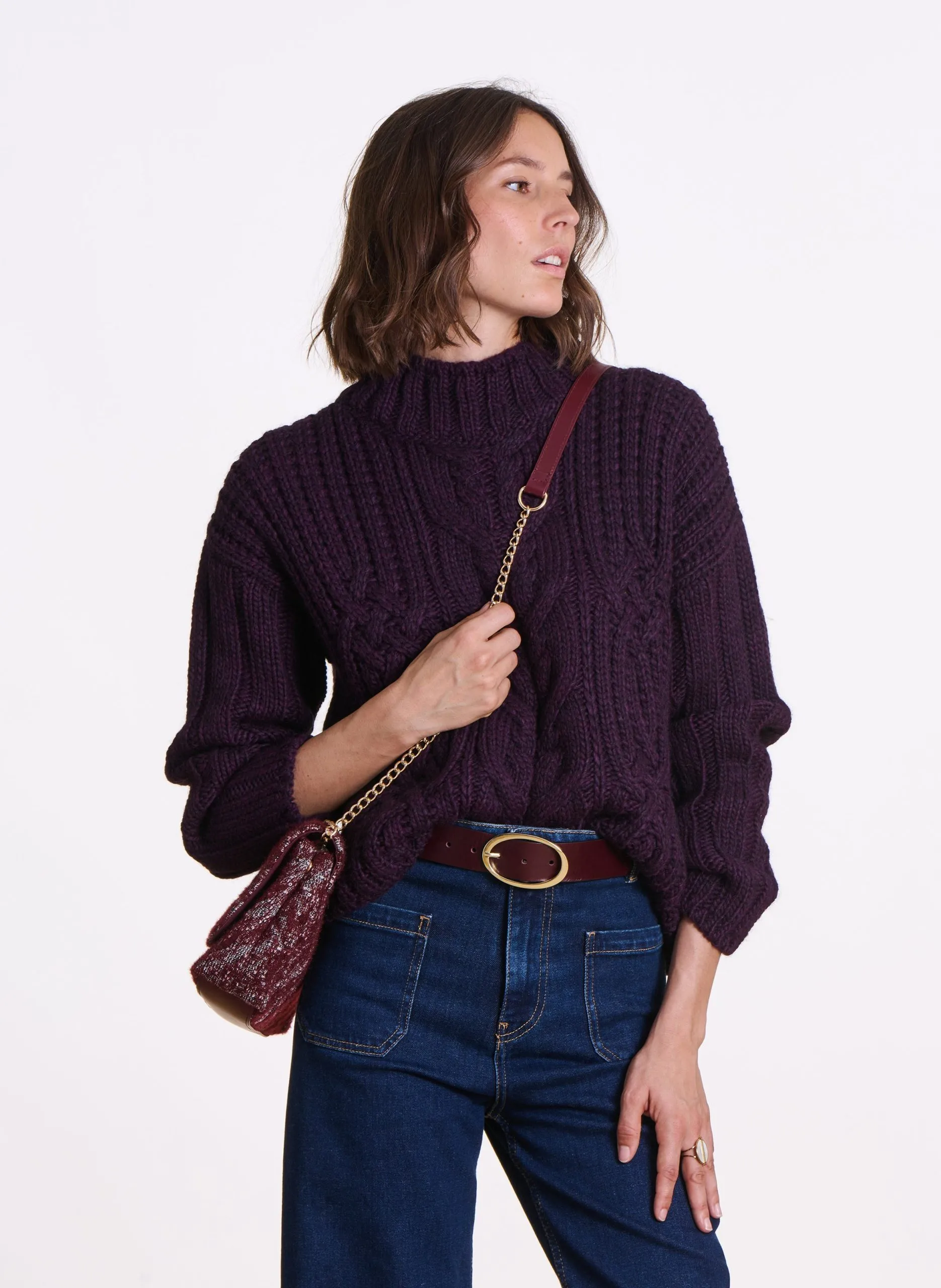 Pull oversize en maille Violet