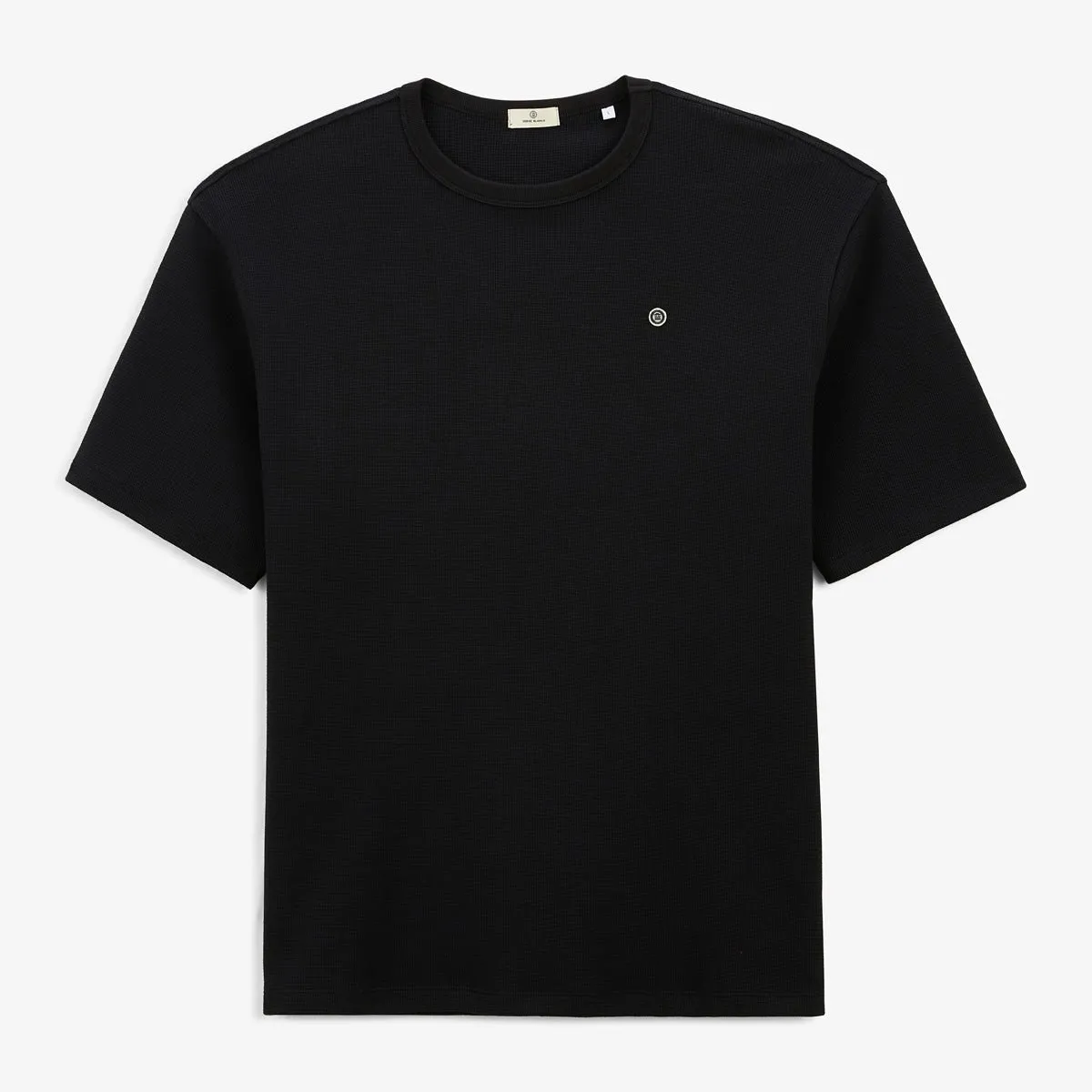 T-shirt manches courtes tissu gauffré Noir TOUSSAINT