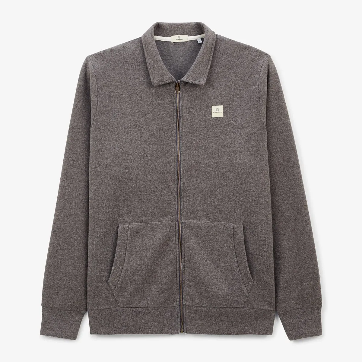 Sweat zippé avec col polo Marron SOULEMAN