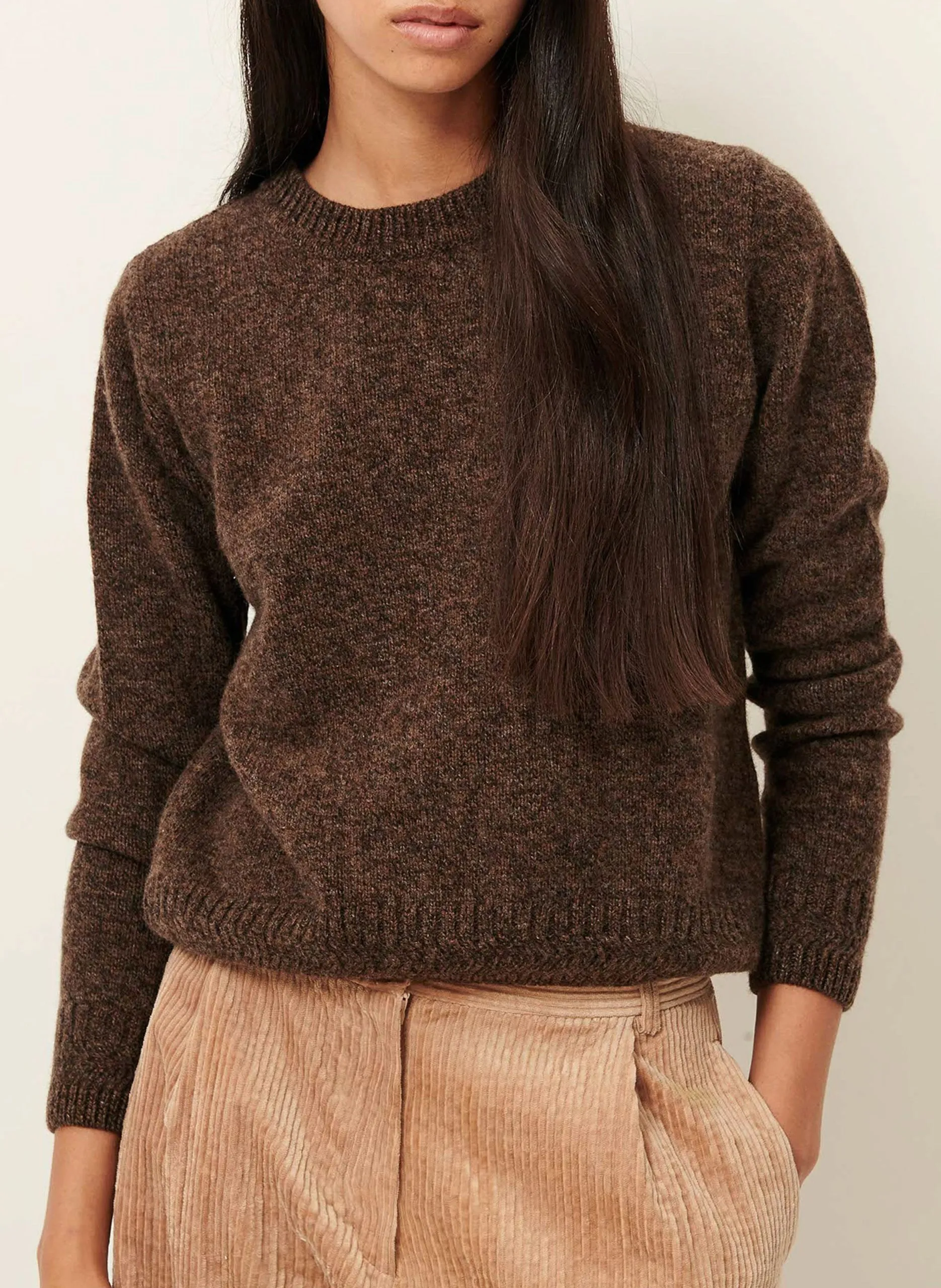 Pull droit col rond en laine mérinos Gris SILTY