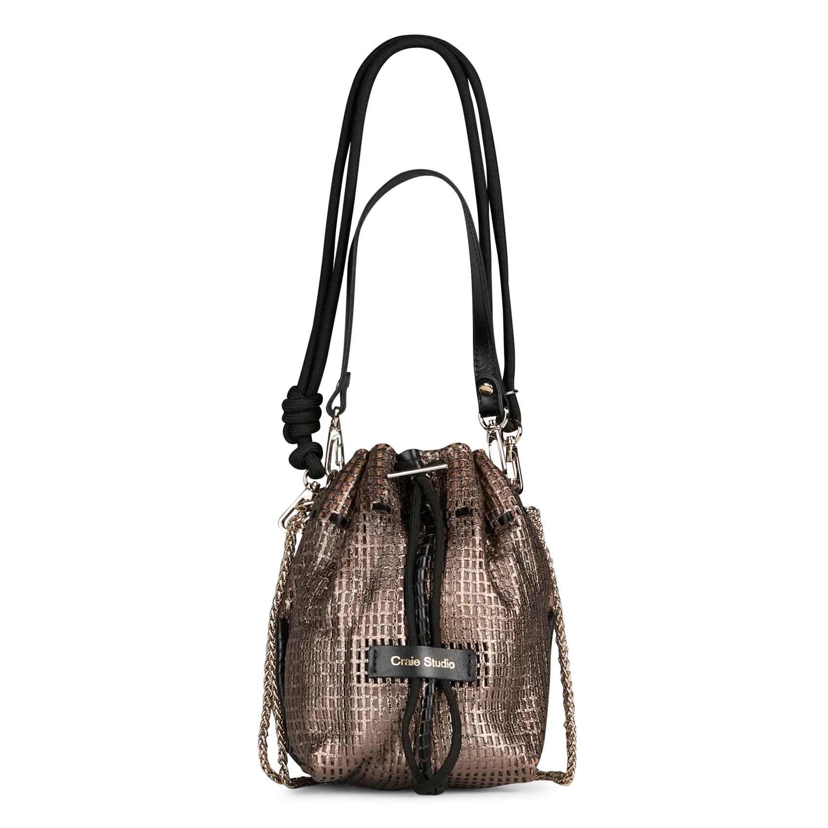 Sac bourse porté main en cuir ajouré Doré BIBI