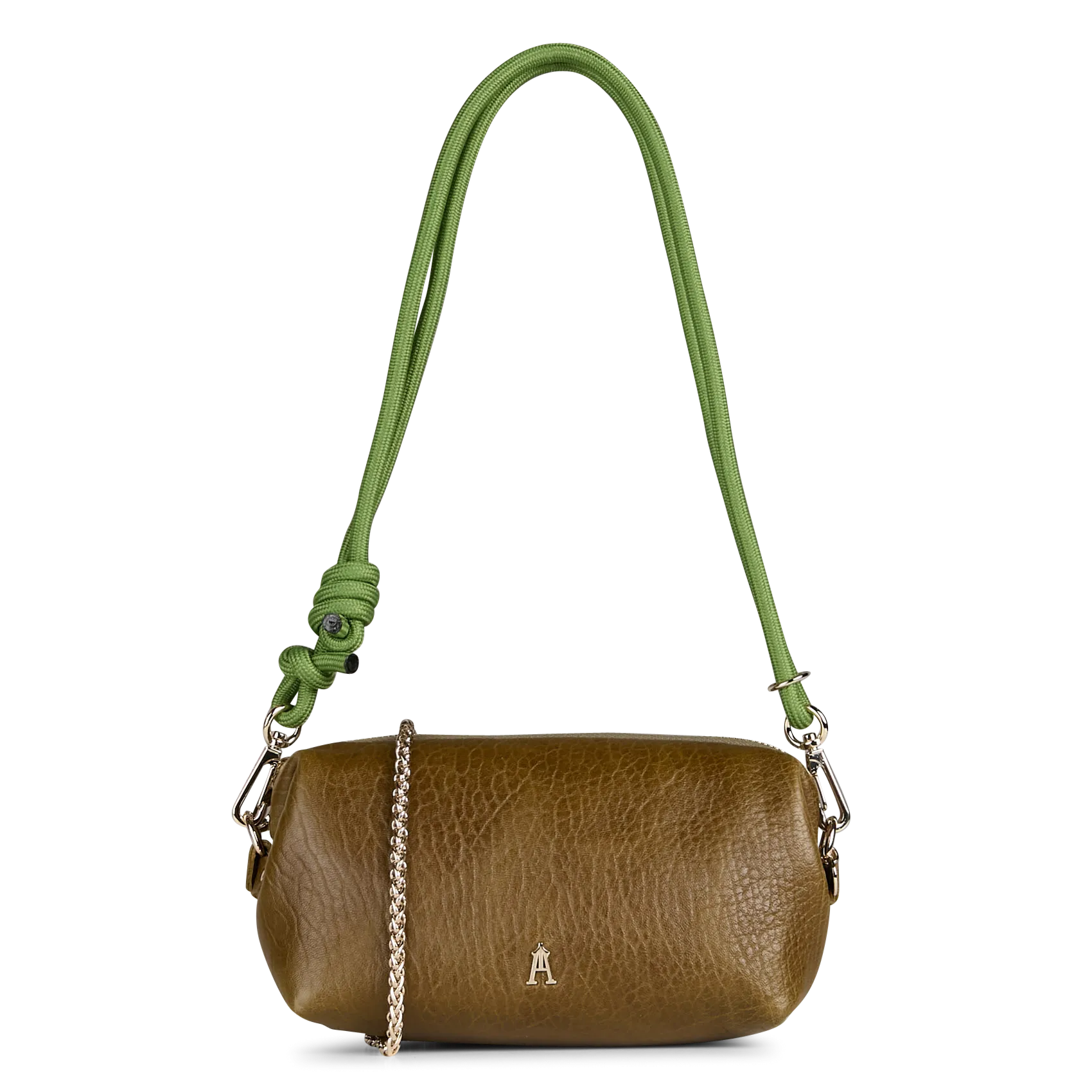 Sac porté épaule en cuir Kaki NUAGE