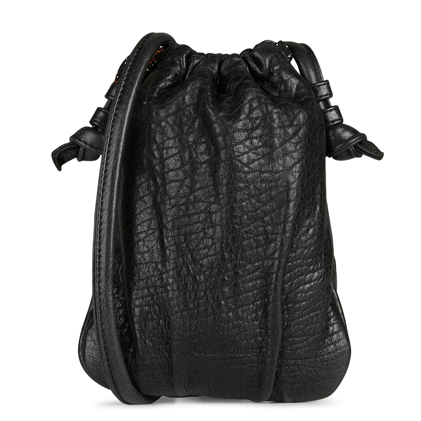 Sac bourse en cuir craquelé Noir MILLI