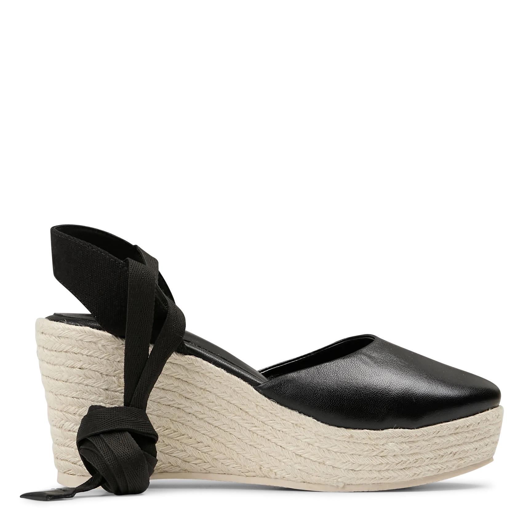 Espadrilles à talon en cuir mélangé Noir