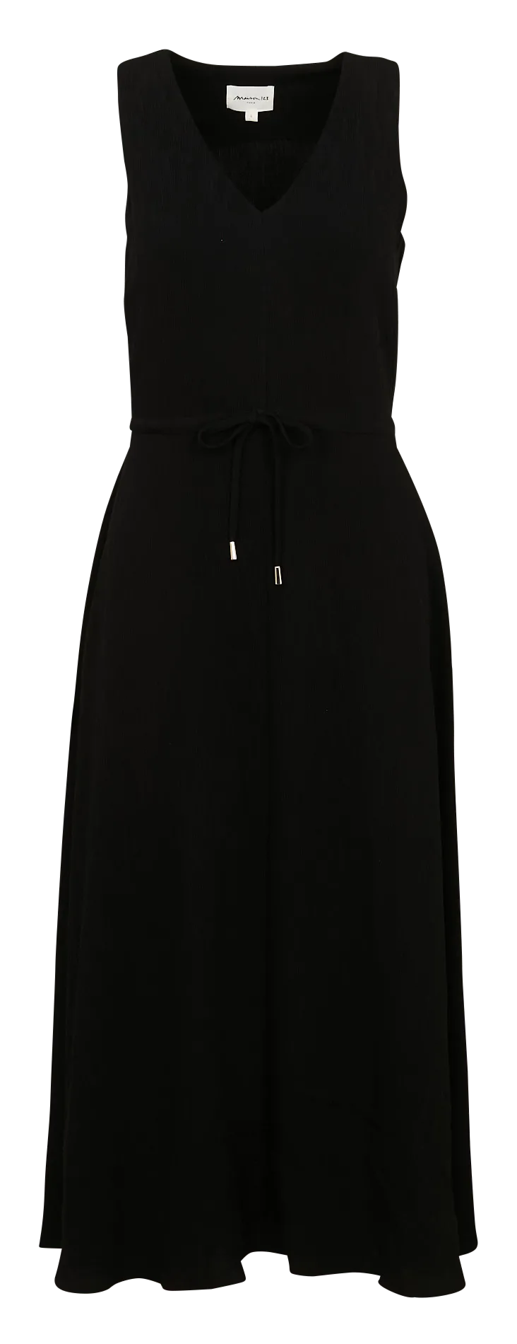 Robe midi col v Noir RIVIANA
