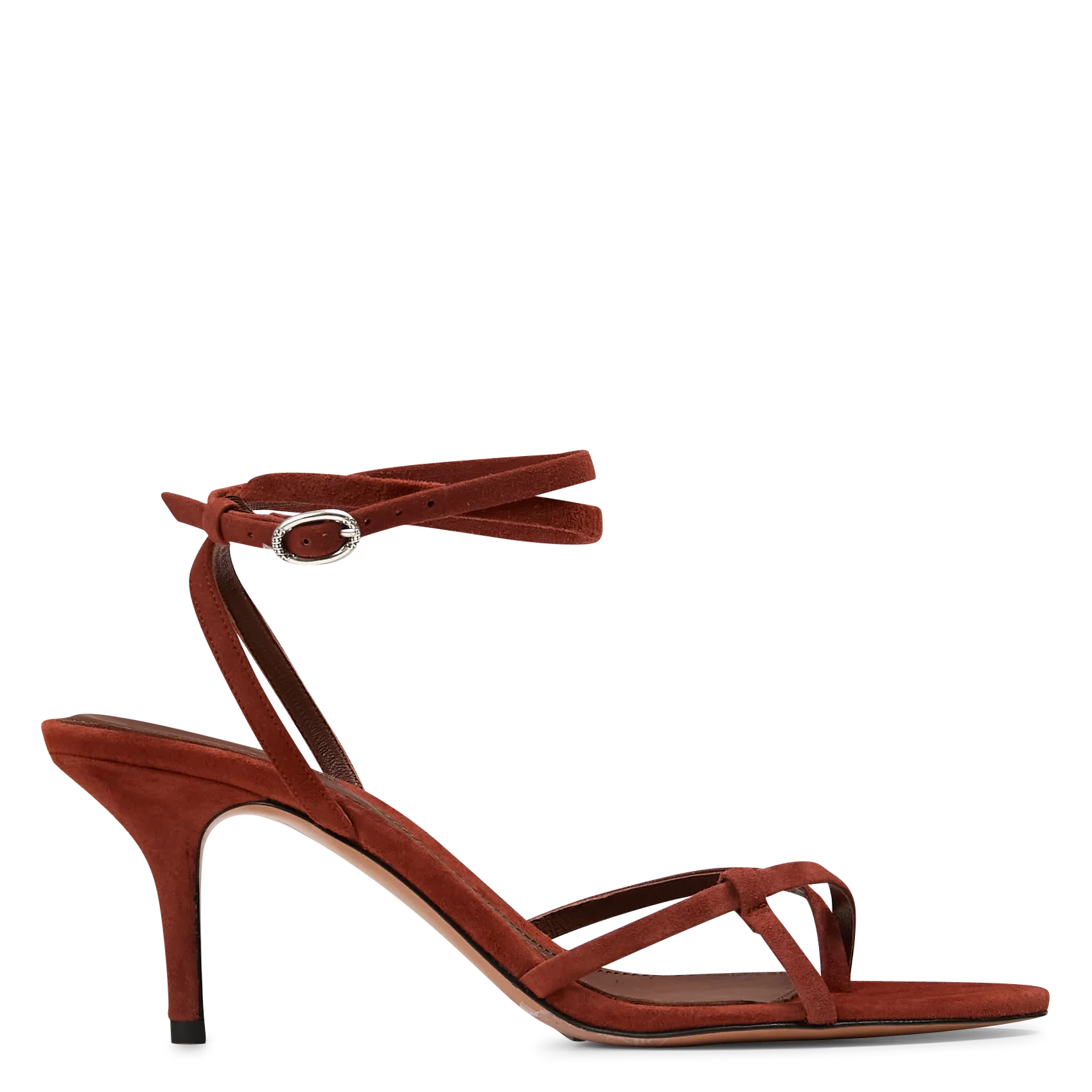 Sandales à talon en cuir velours Rouge CERA