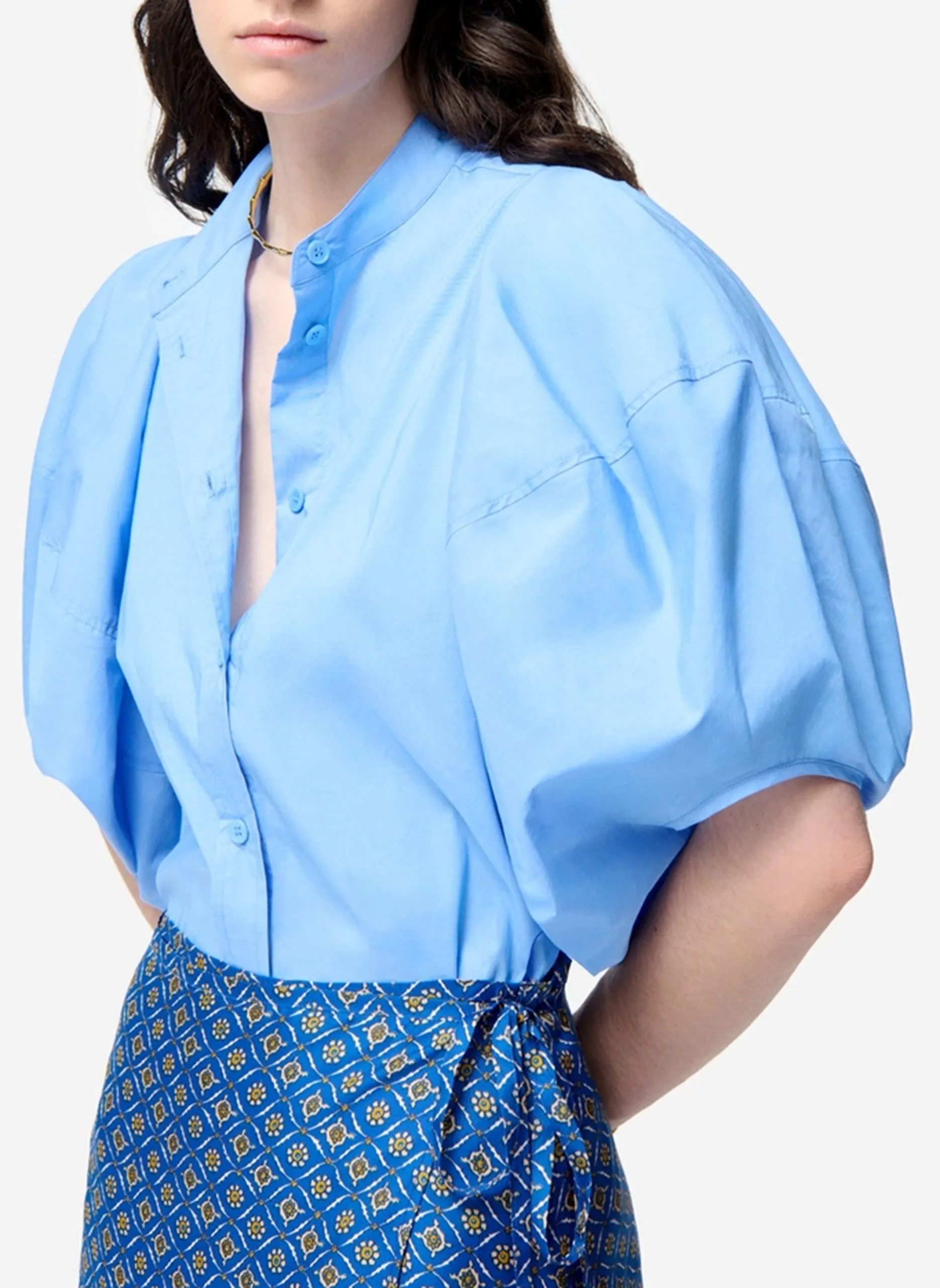 Chemise col rond Bleu FELICIE