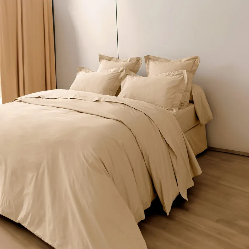 Pack complet housse de couette percale de coton peigné "julian" toutes dimensions coton pur Noir