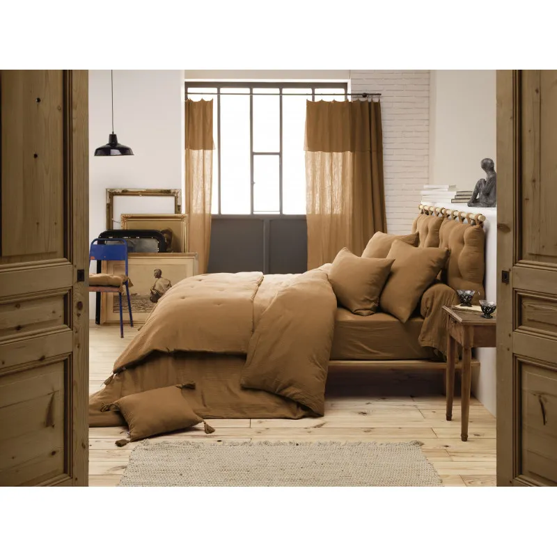 Housse de couette "gaïa" toutes dimensions "gaze de coton" Marron