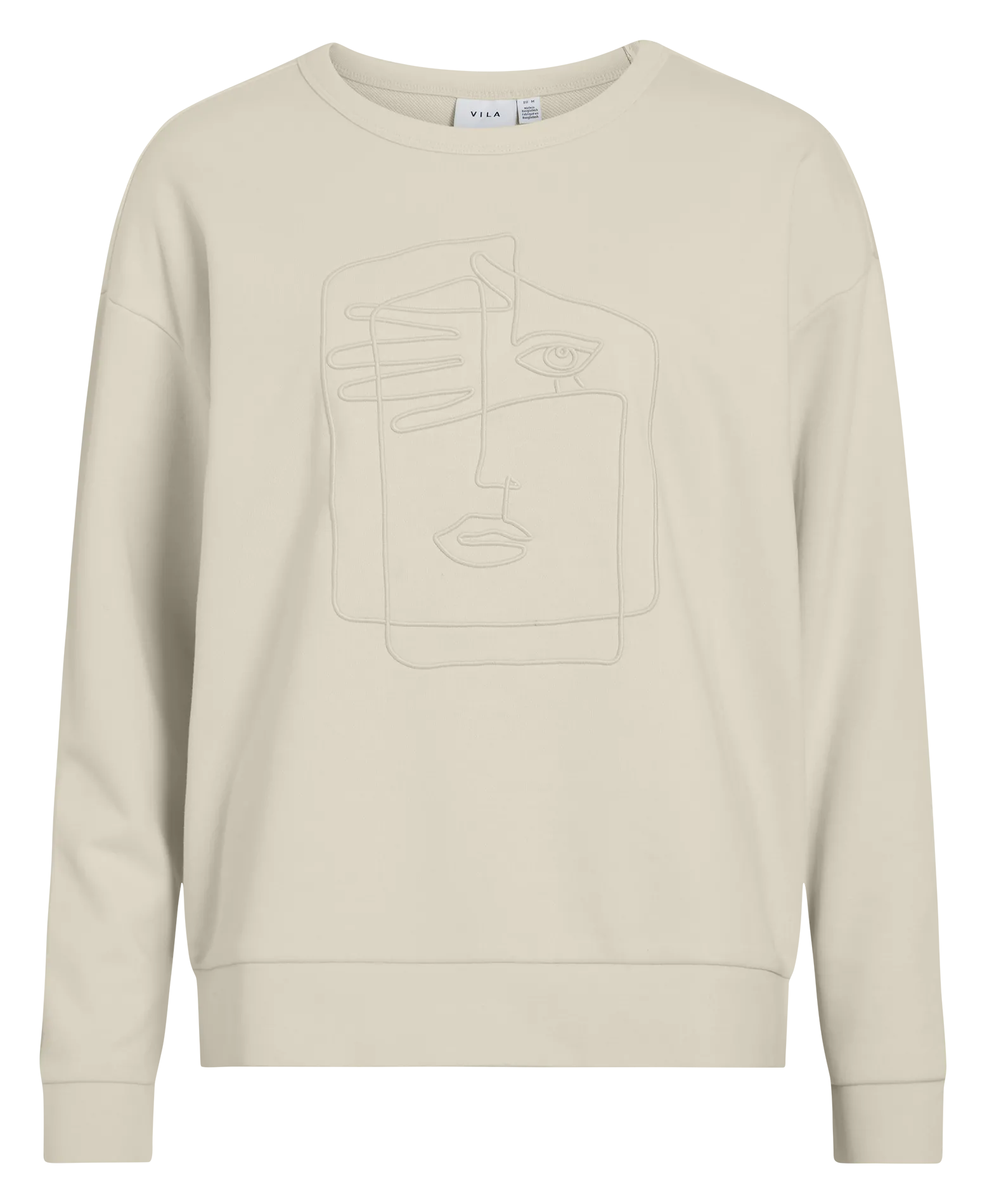 Sweat droit uni en coton bio mélangé Beige MALDEA