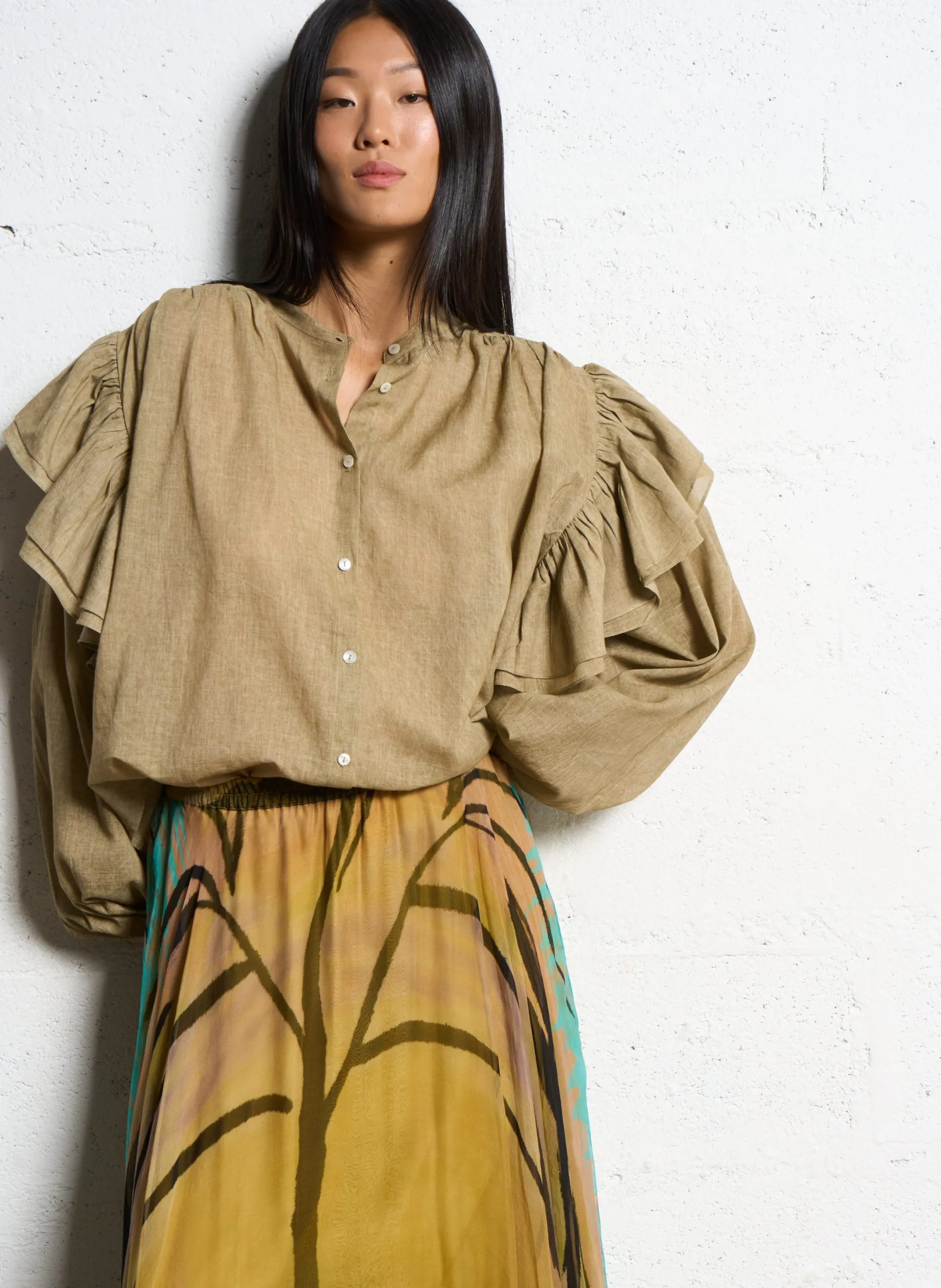 Chemise col coton Beige ODESSA