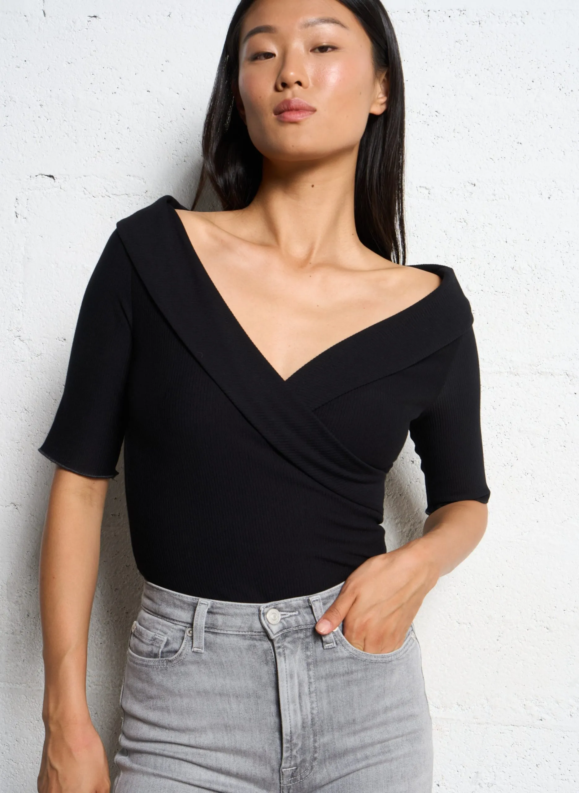 Body décolleté cache-cœur Noir MANAL