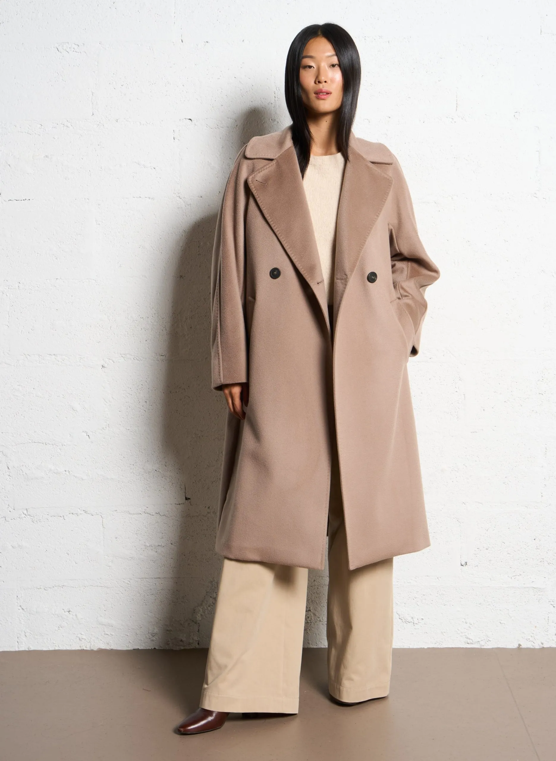 Manteau col tailleur en laine Marron RESINA