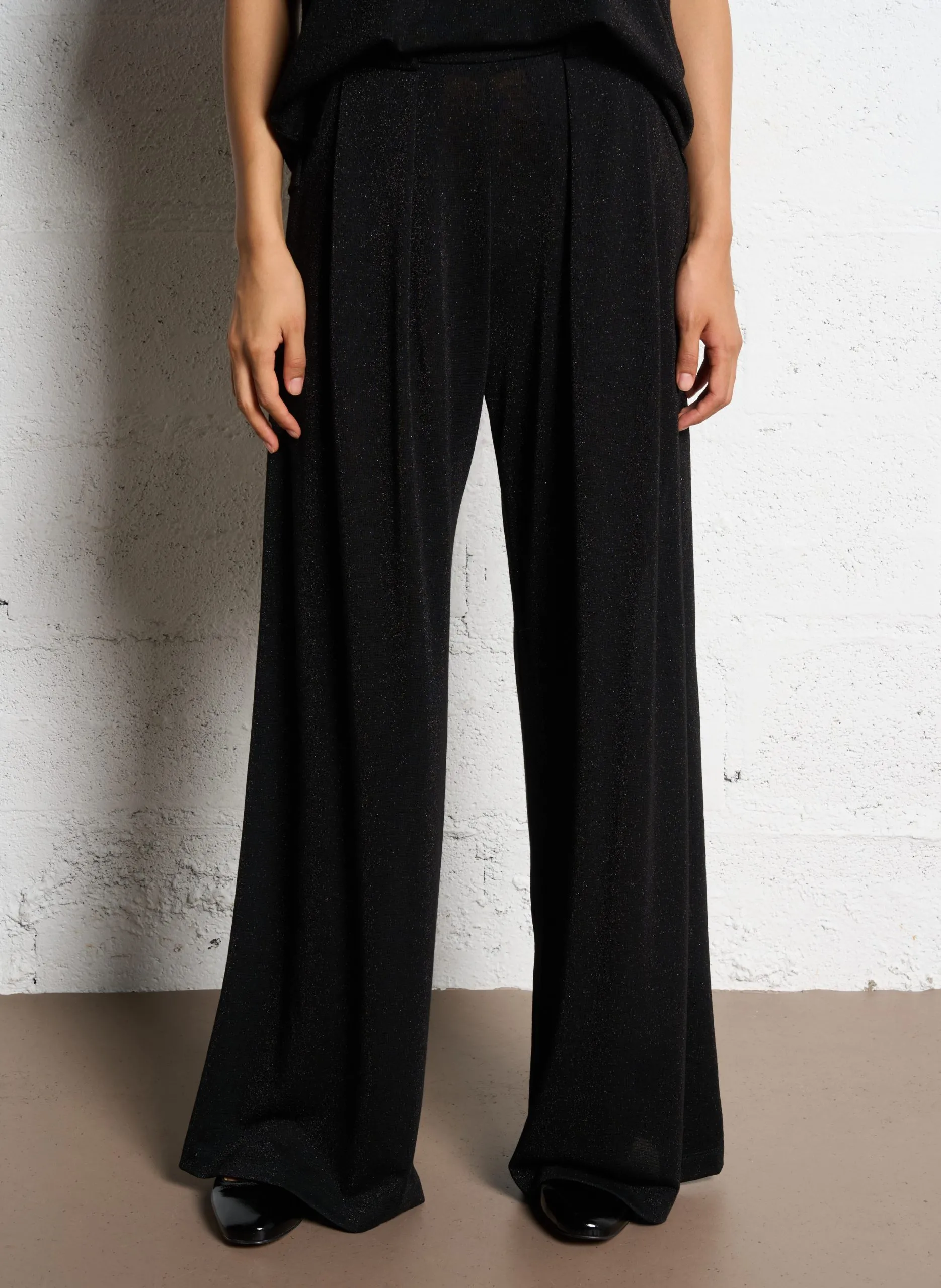 Pantalon large à paillettes Noir ASPEN