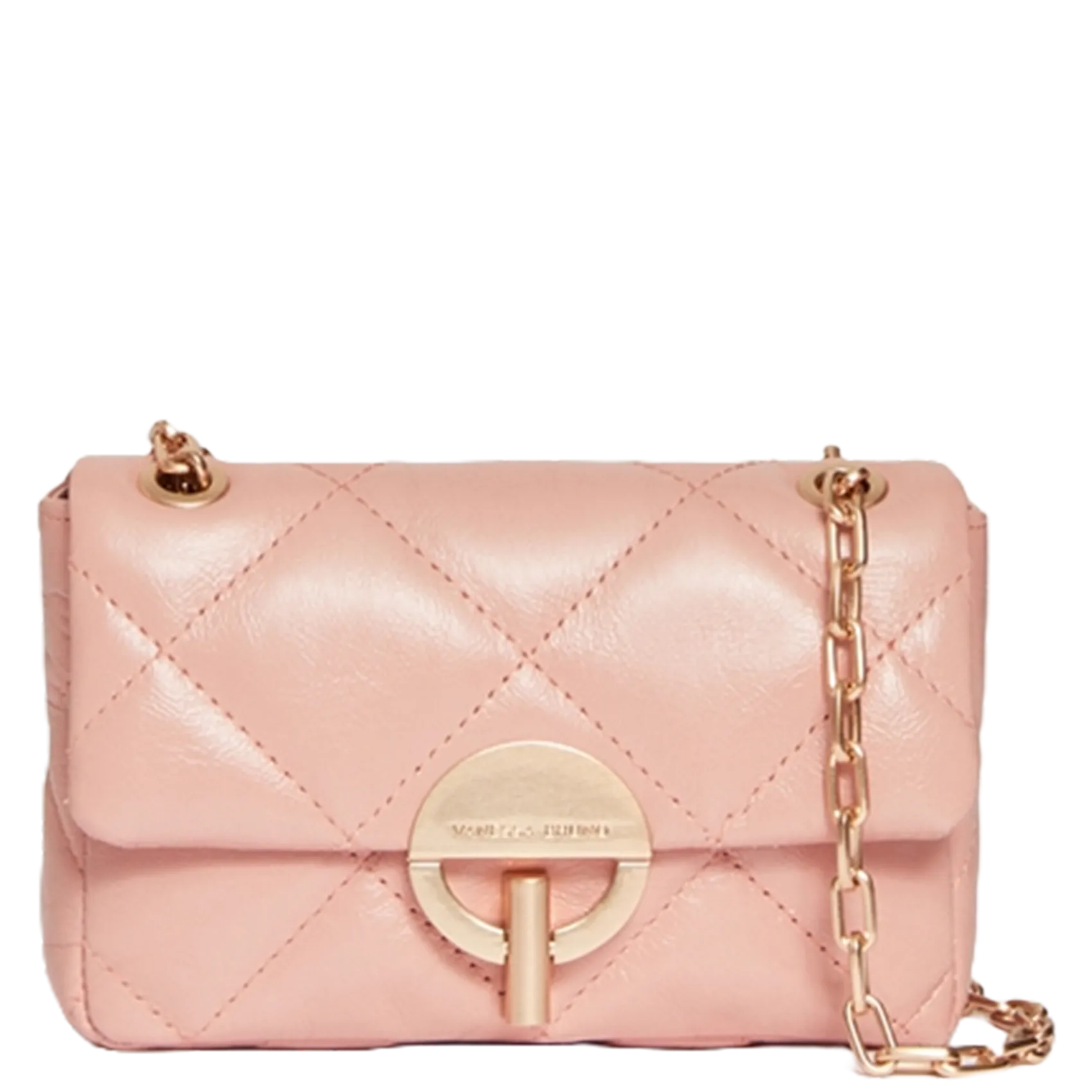 Sac à rabat matelassé en cuir Rose NANO MOON
