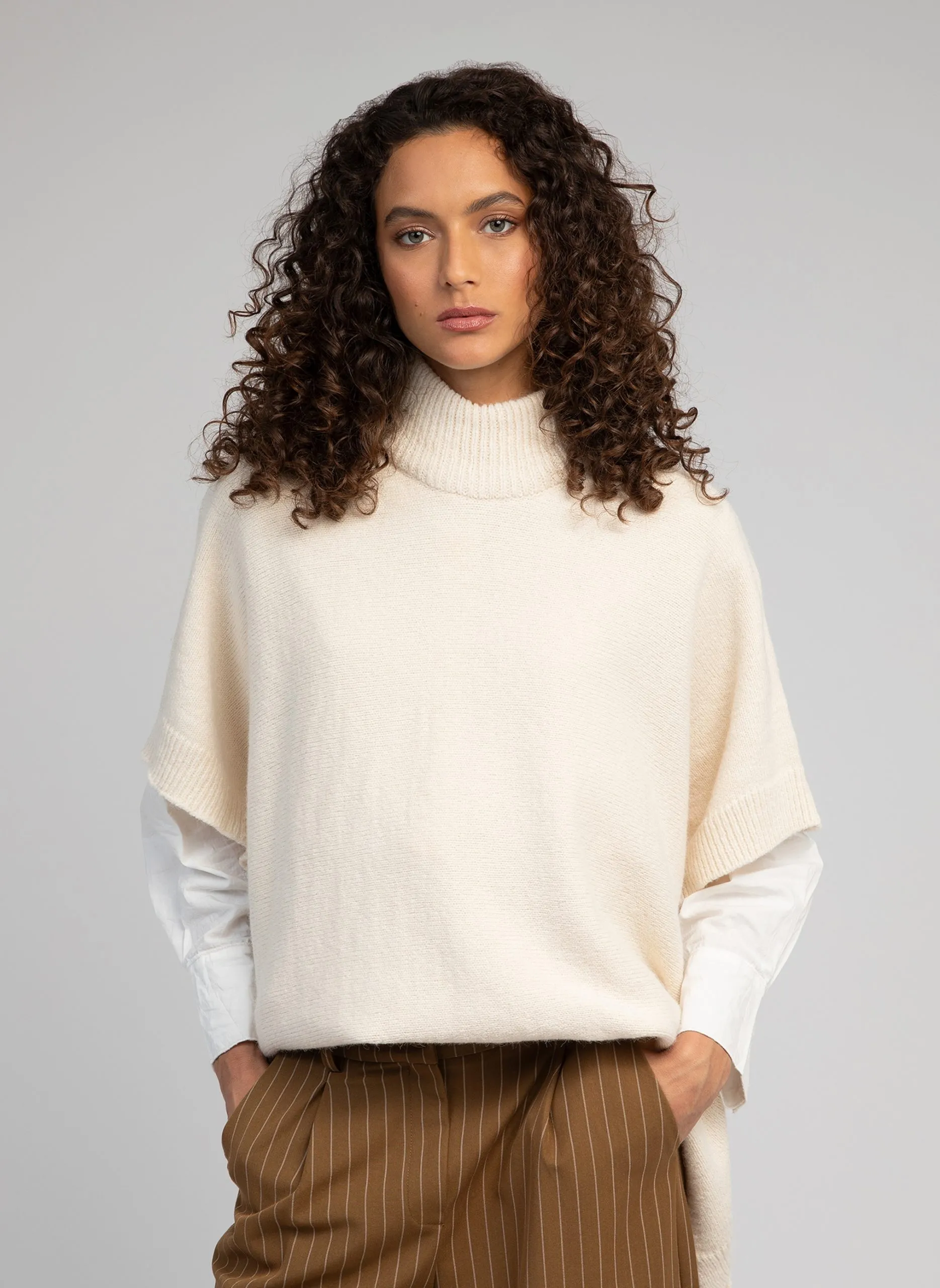 Pull col roulé Beige VALKYRIE