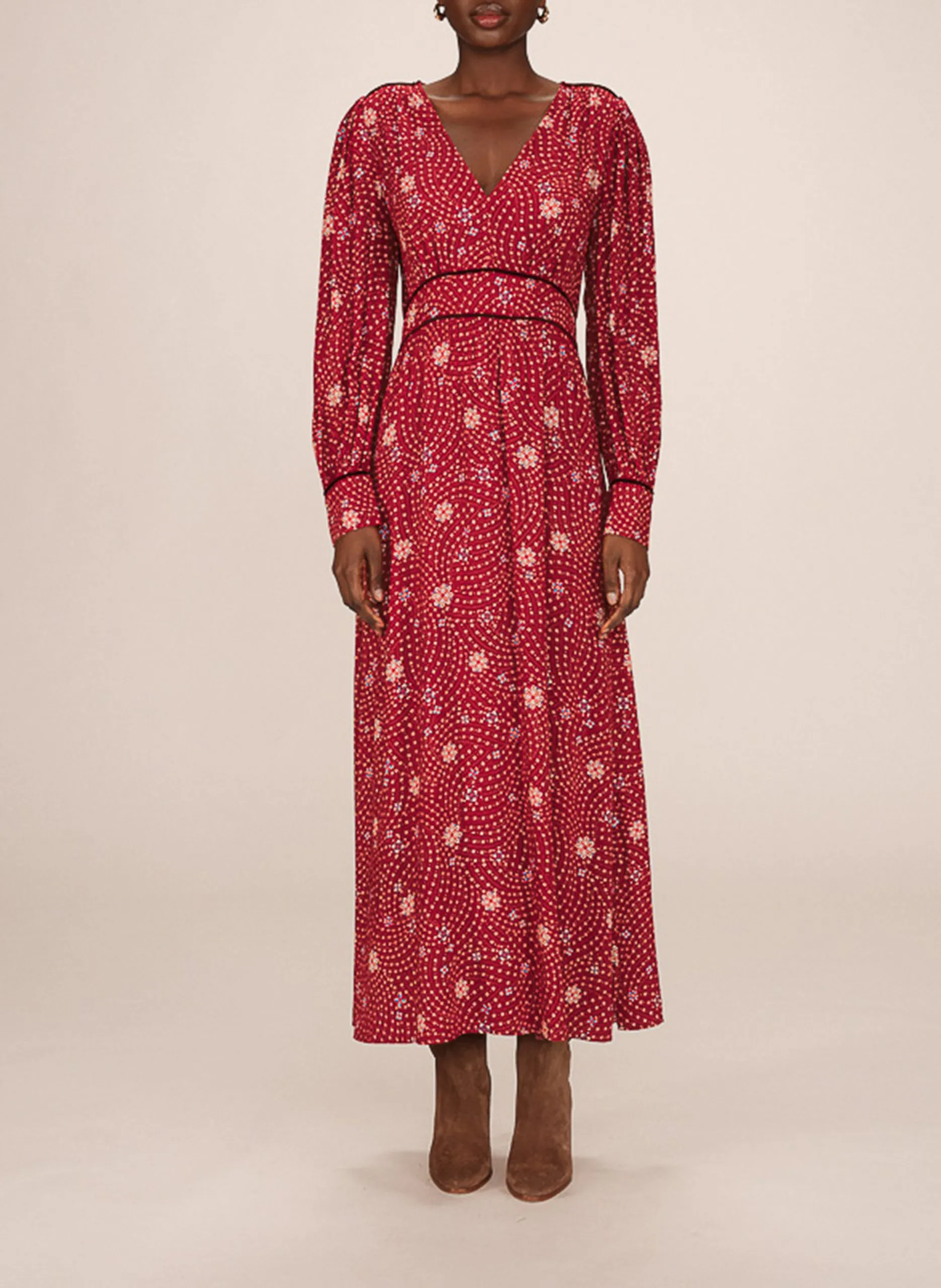 Robe longue col V Marron SENSIBLE