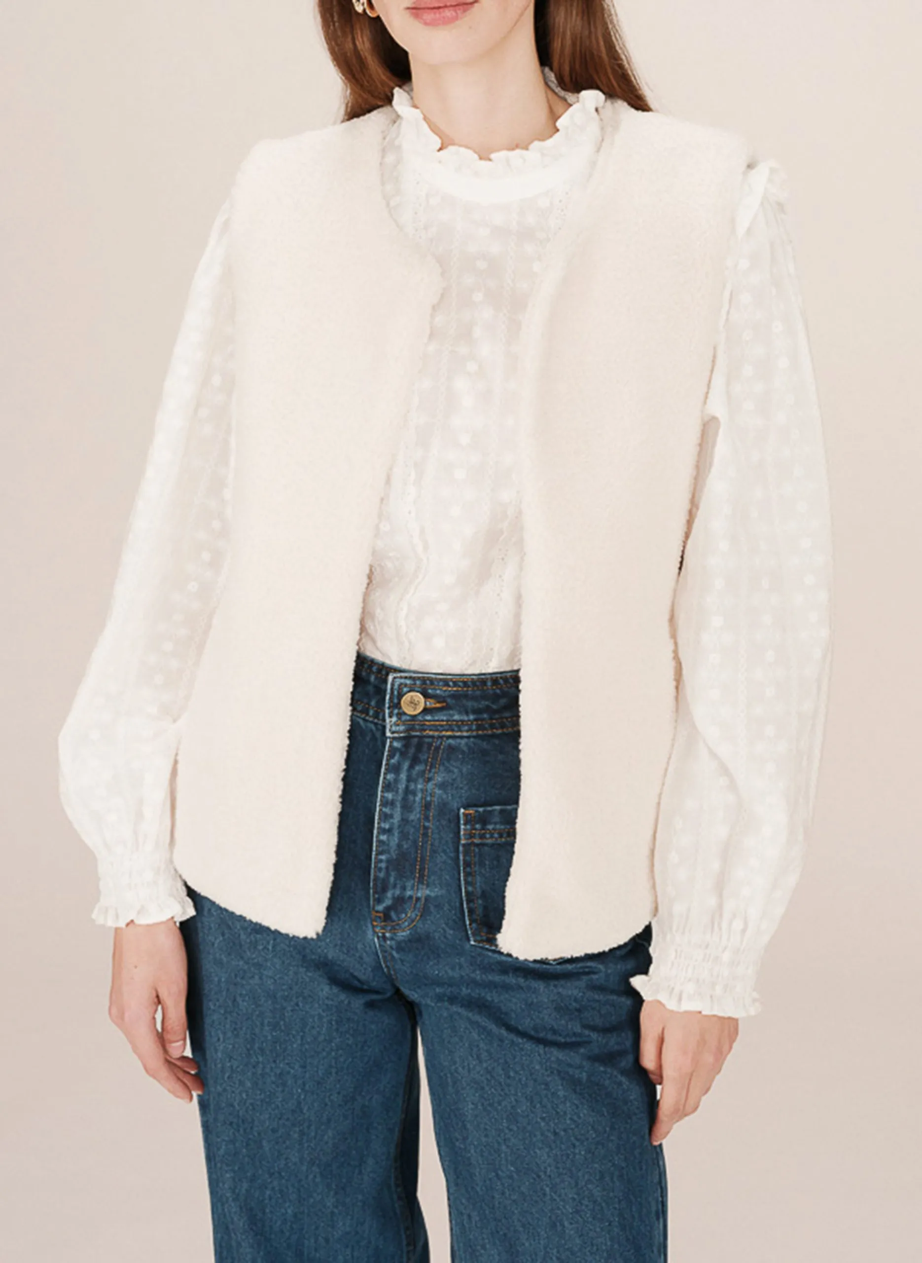 Veste sans manches en fourrure synthétique Blanc SINATRA