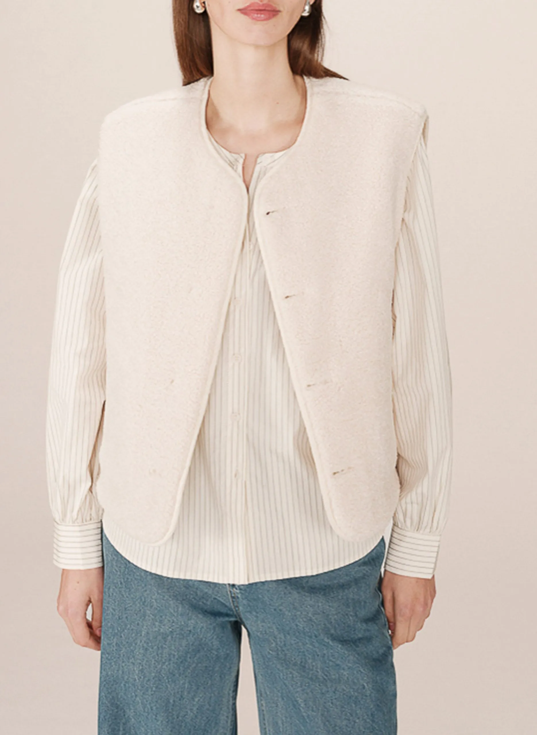 Veste droit sans manches en coton Blanc SETH
